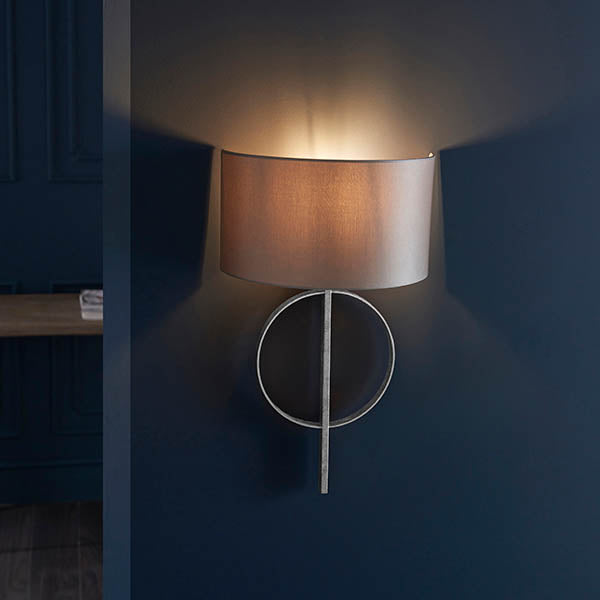 Utopia Interlink Wall Light - Antique Silver Leaf With Mink Shade