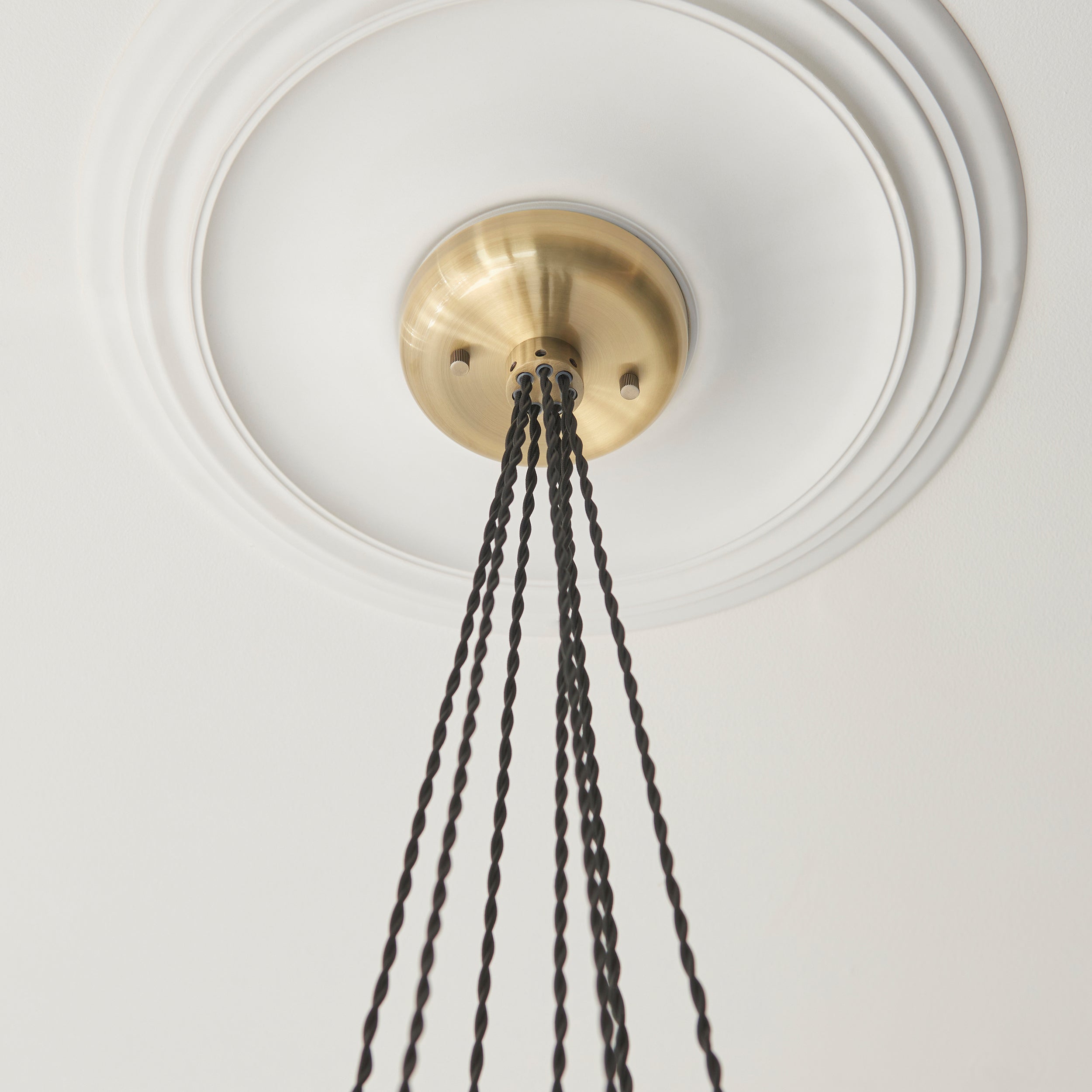 Utopia Finesse 7 Light Cluster Ceiling Pendant - Antique Brass & Clear Glass