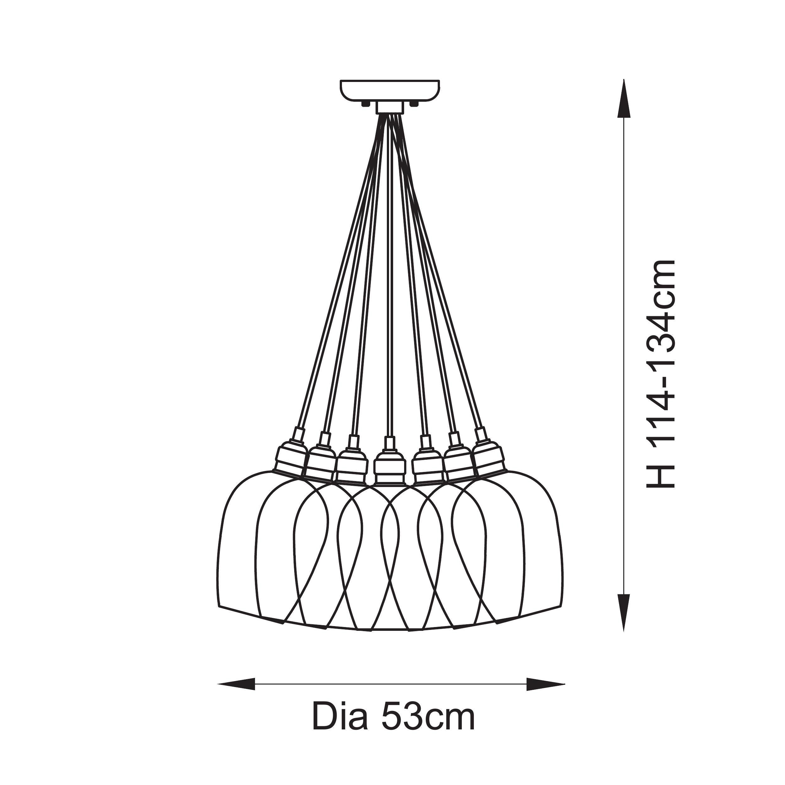 Utopia Finesse 7 Light Cluster Ceiling Pendant - Antique Brass & Clear Glass