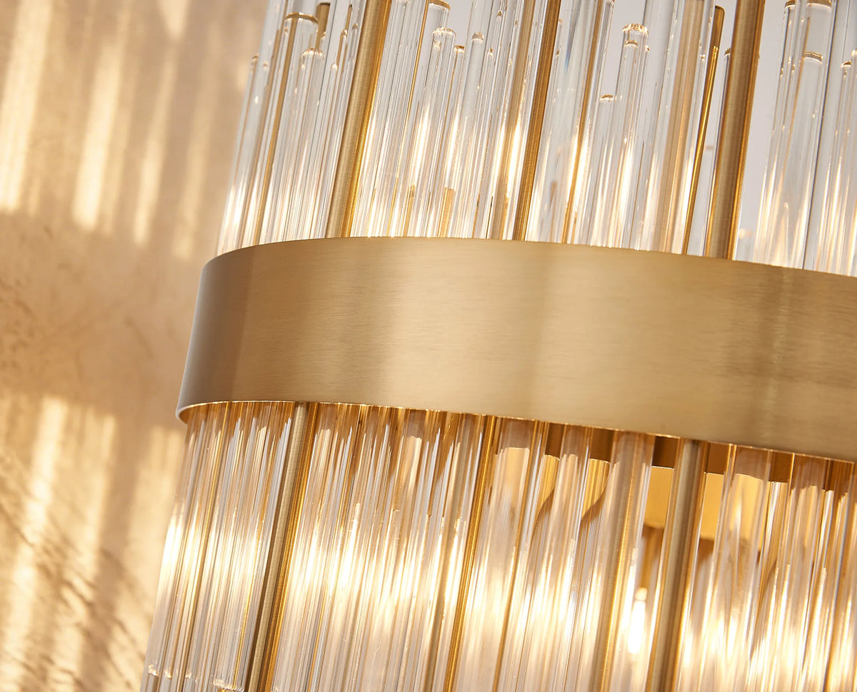 Fabula Kempton Glass Rod Round Pendant Light – Brass & Clear