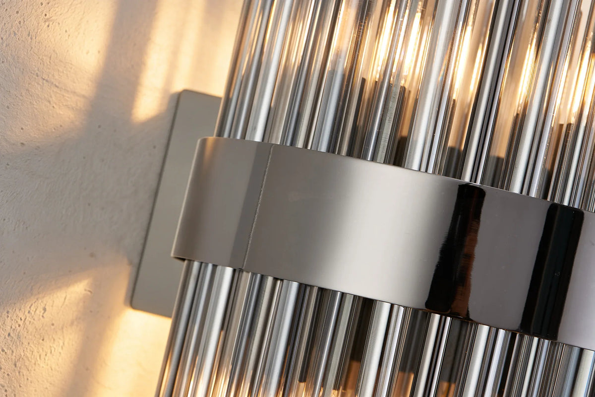 Fabula Kempton Glass Rod Wall Light – 21 cm – Black Chrome & Smoke