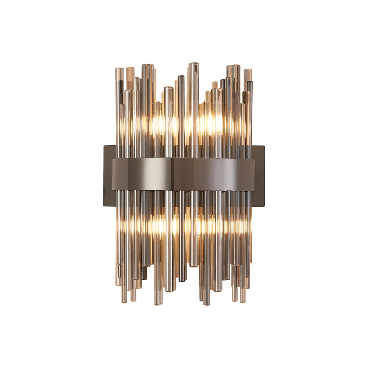 Fabula Kempton Glass Rod Wall Light – 21 cm – Black Chrome & Smoke 21 cm