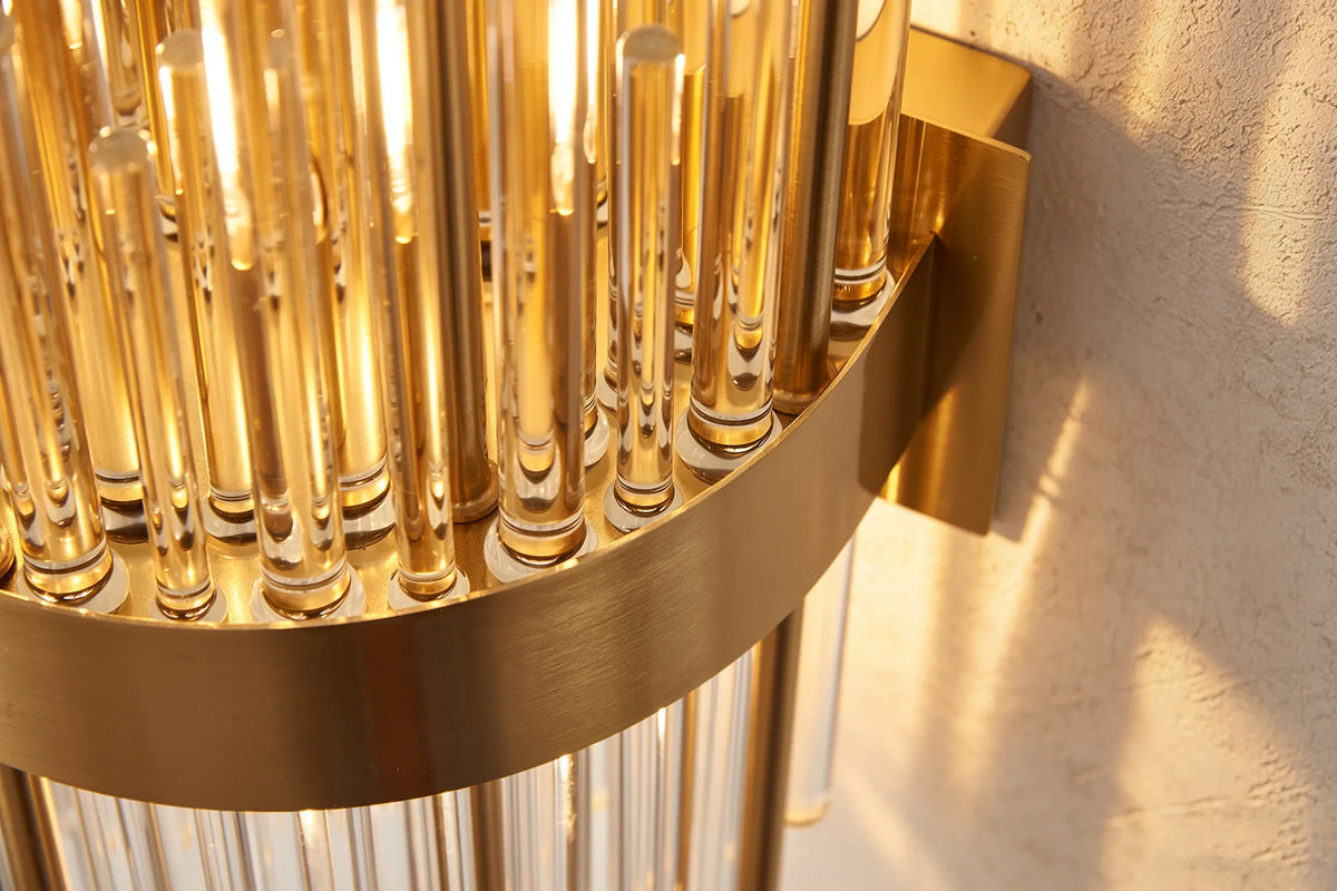Fabula Kempton Glass Rod Wall Light – 21 cm – Brass & Clear