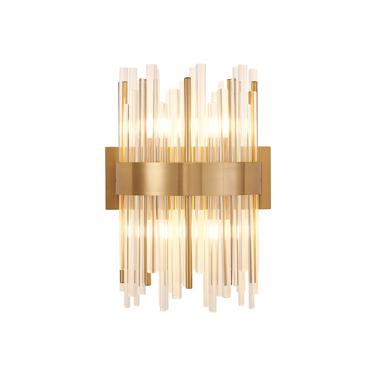 Fabula Kempton Glass Rod Wall Light – 21 cm – Brass & Clear 21 cm