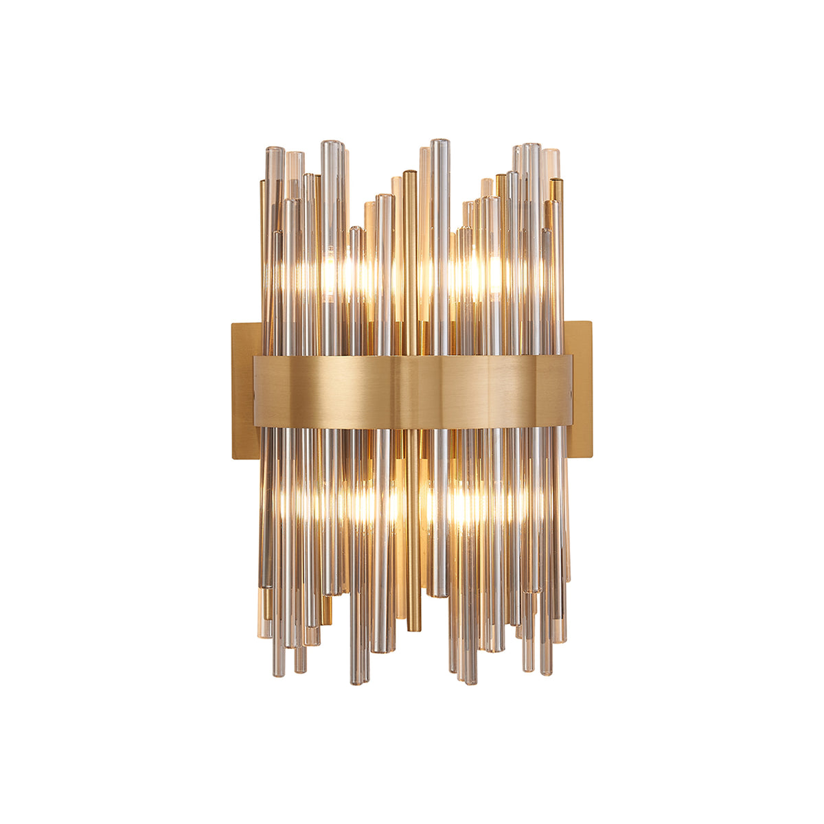 Fabula Kempton Glass Rod Wall Light – 21 cm – Brass & Smoke 21 cm