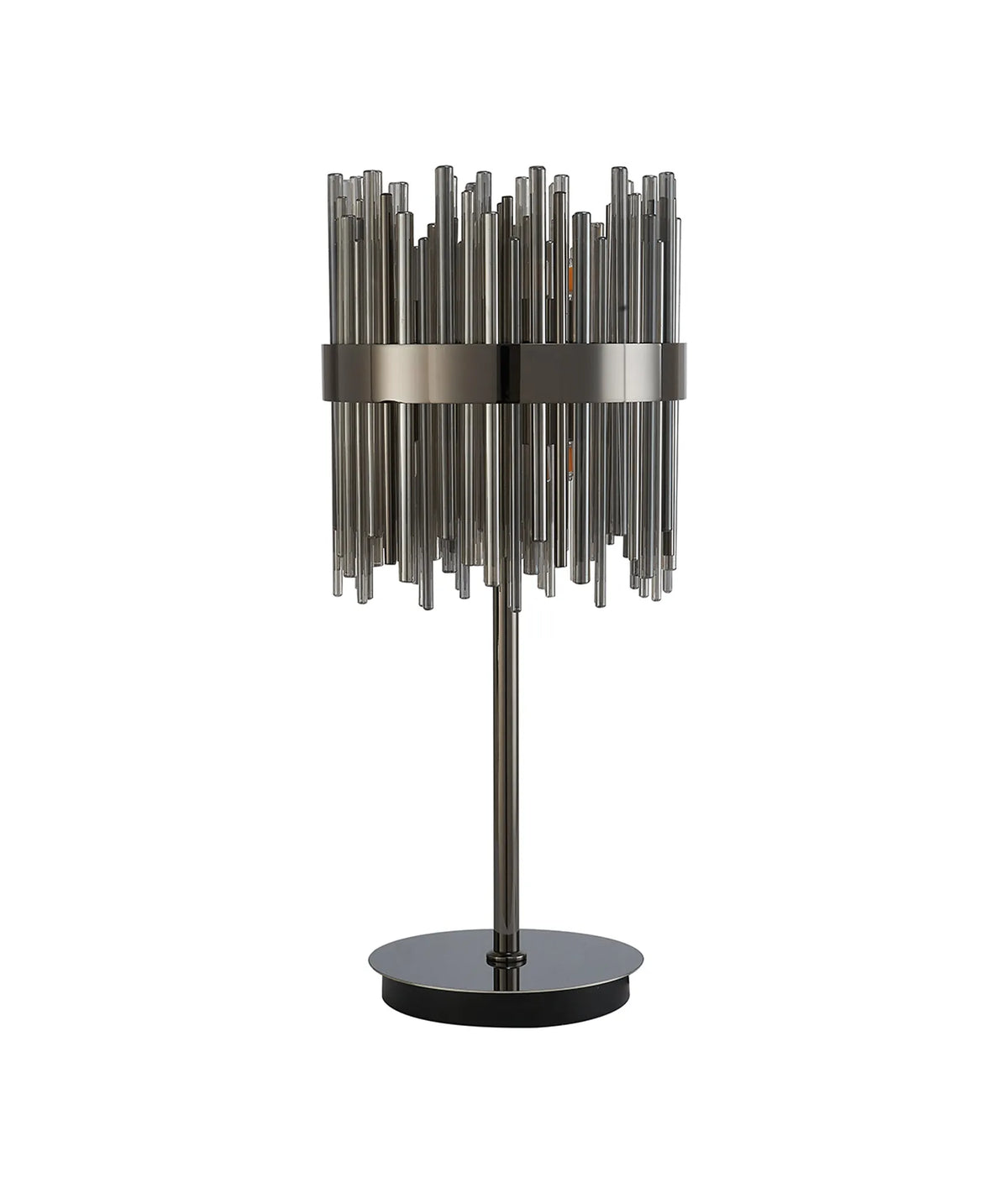 Fabula Kempton Glass Rod Table Lamp – 26 cm – Black Chrome & Smoke