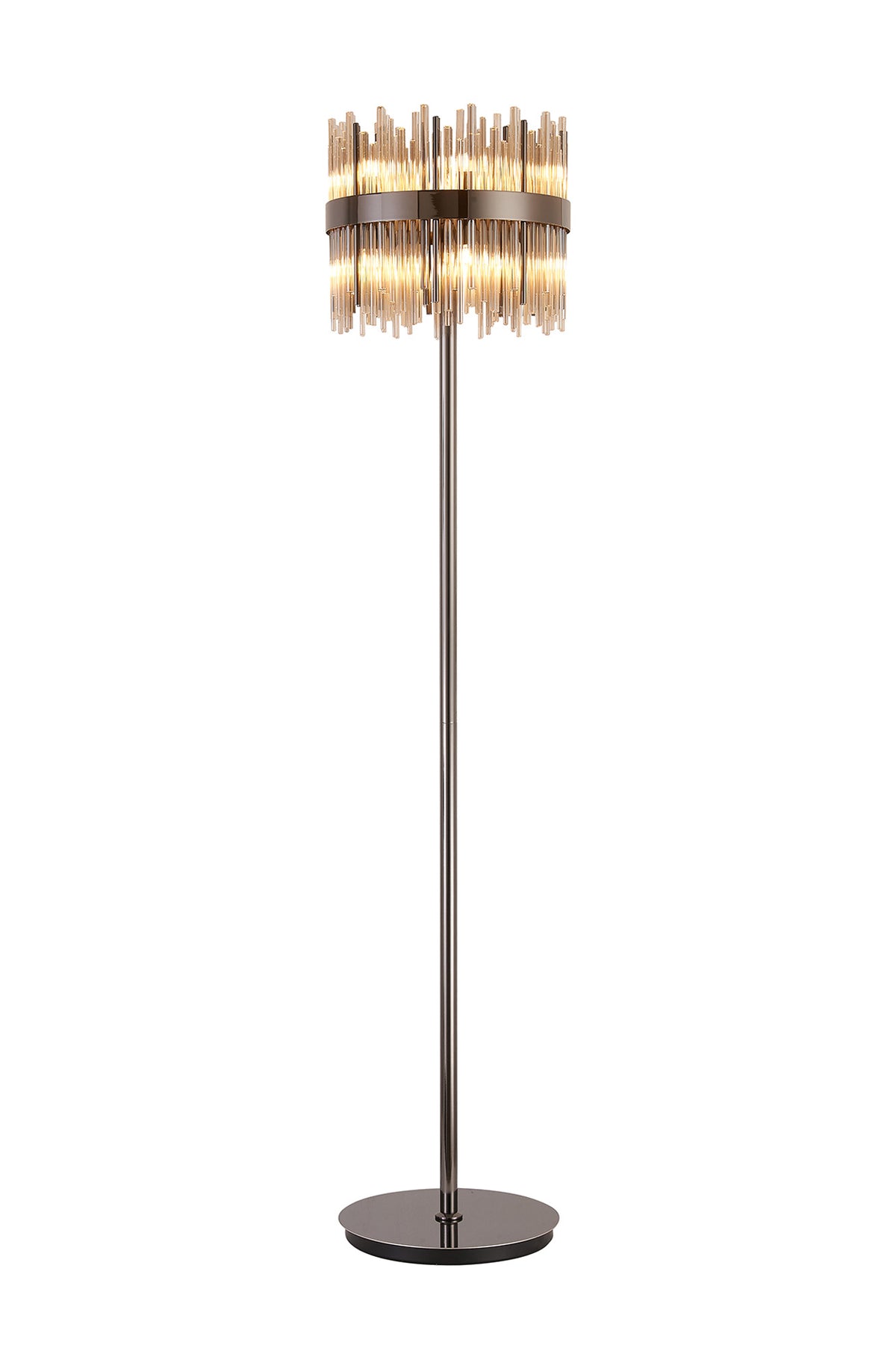 Fabula Kempton Glass Rod Floor Lamp – 35 cm – Black Chrome & Cognac 35 cm