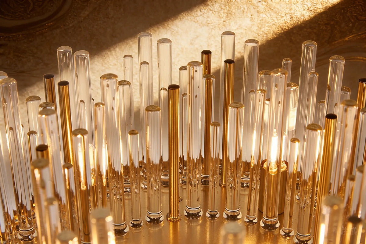 Fabula Kempton Glass Rod Floor Lamp – 35 cm – Brass & Clear