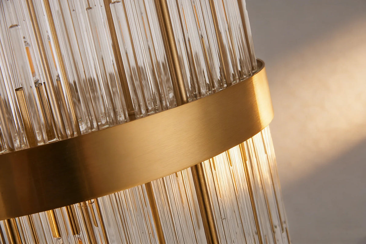 Fabula Kempton Glass Rod Floor Lamp – 35 cm – Brass & Clear