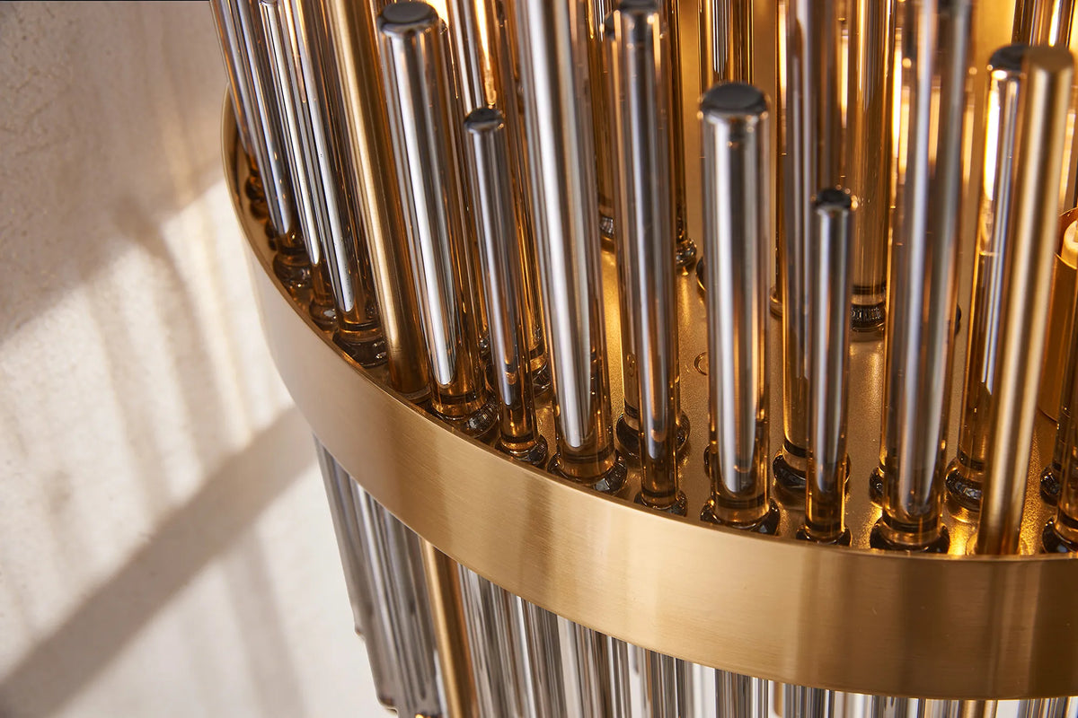 Fabula Kempton Glass Rod Floor Lamp – 35 cm – Brass & Smoke