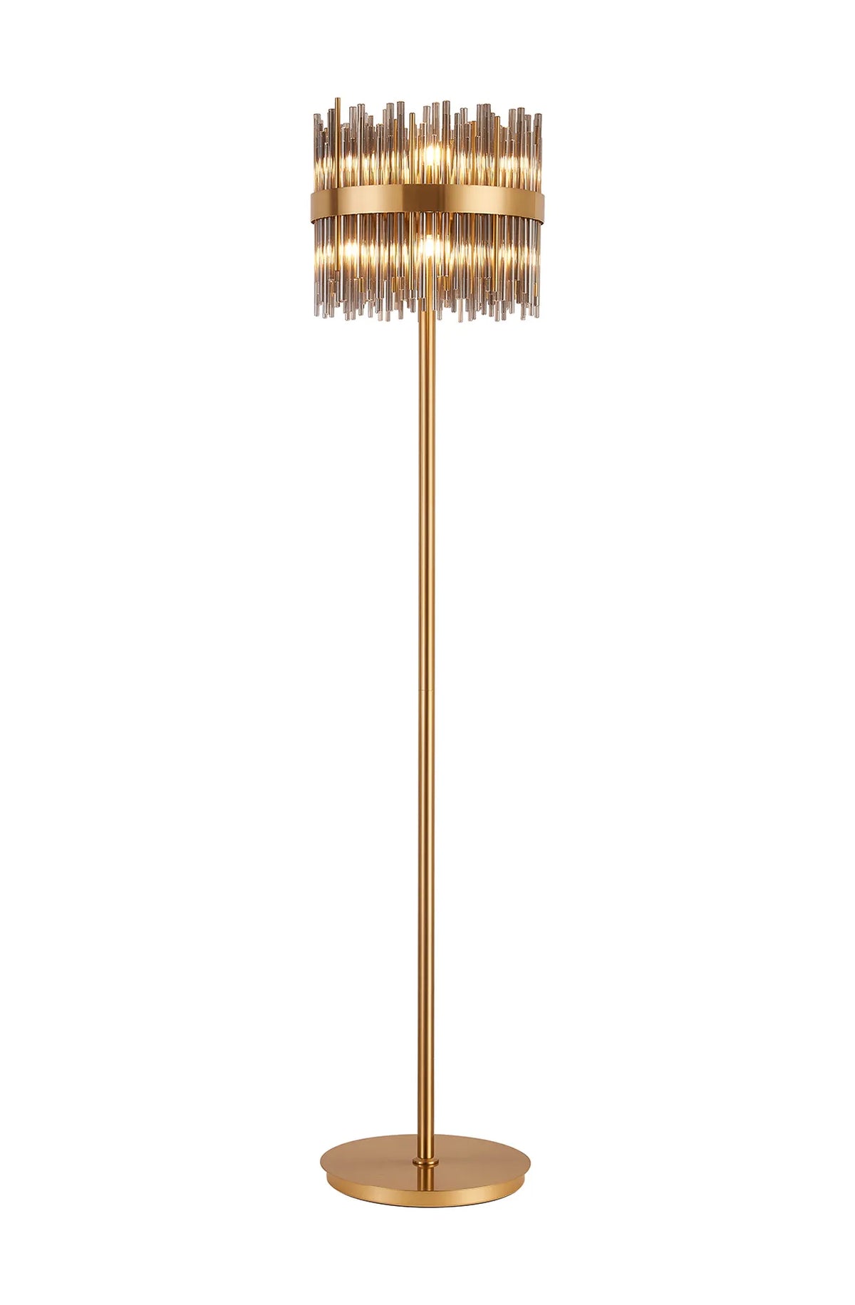 Fabula Kempton Glass Rod Floor Lamp – 35 cm – Brass & Smoke 35 cm
