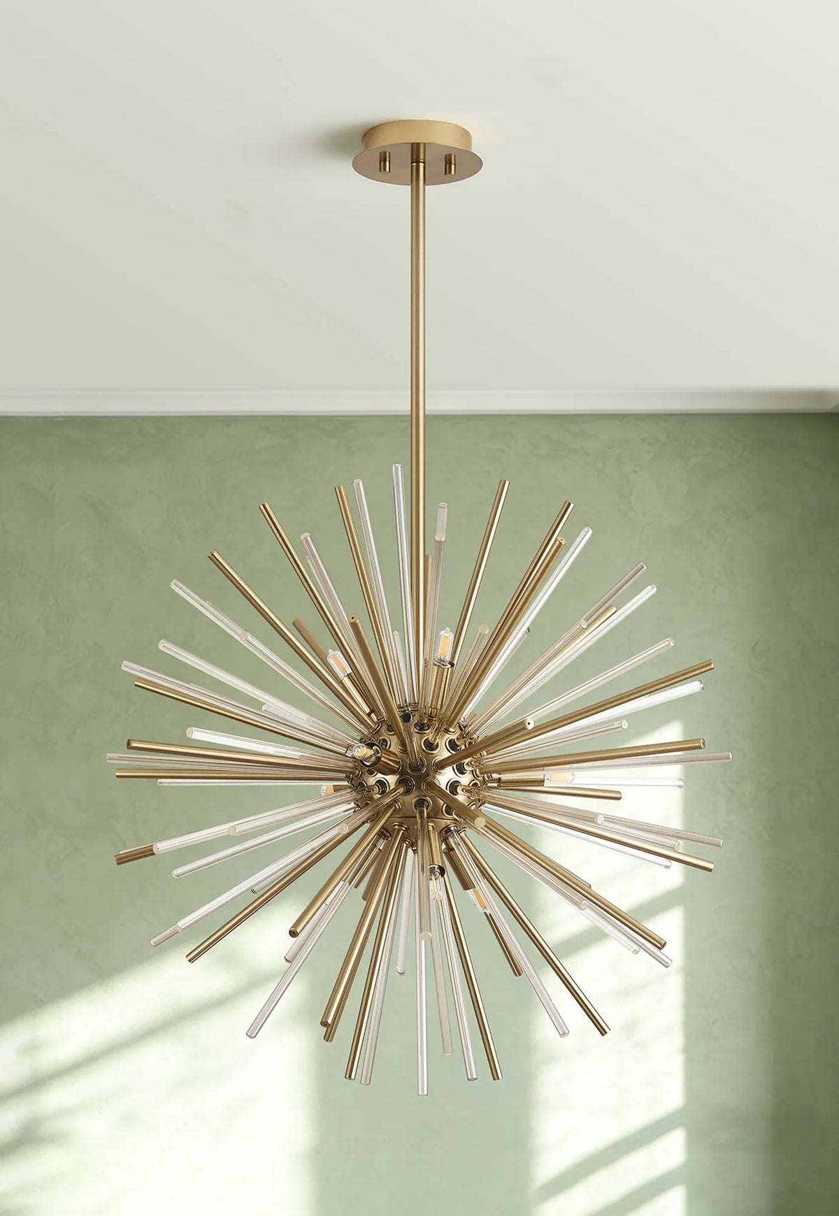 Fabula Kempton Sputnik Glass Rod Round Pendant Light – Brass & Cognac