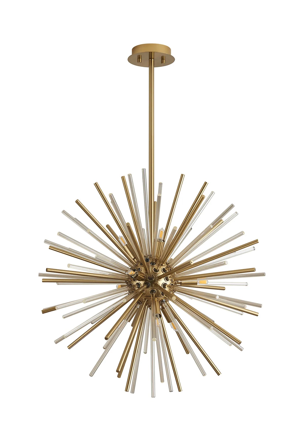 Fabula Kempton Sputnik Glass Rod Round Pendant Light – Brass & Cognac