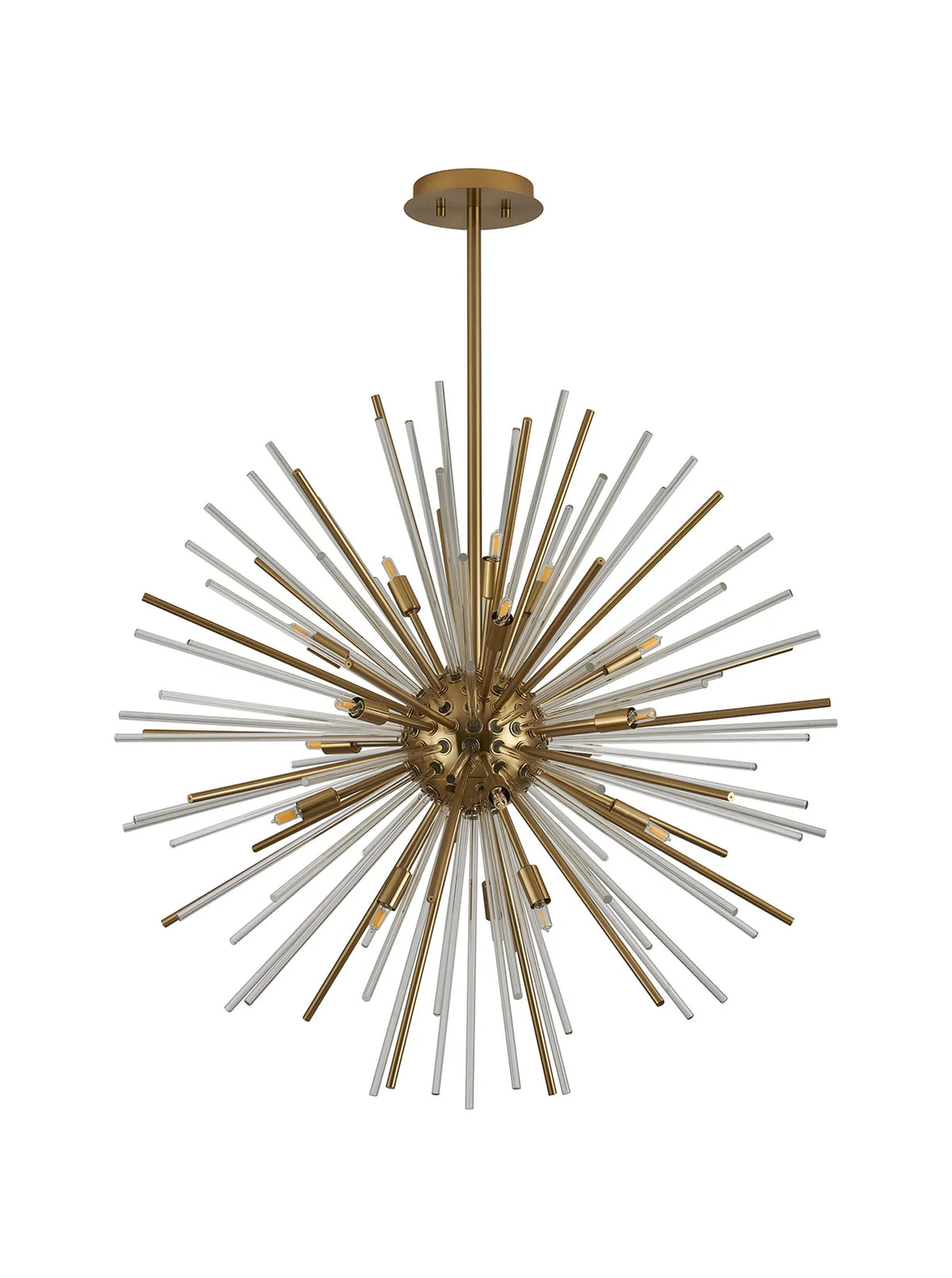 Fabula Kempton Sputnik Glass Rod Round Pendant Light – Brass & Clear