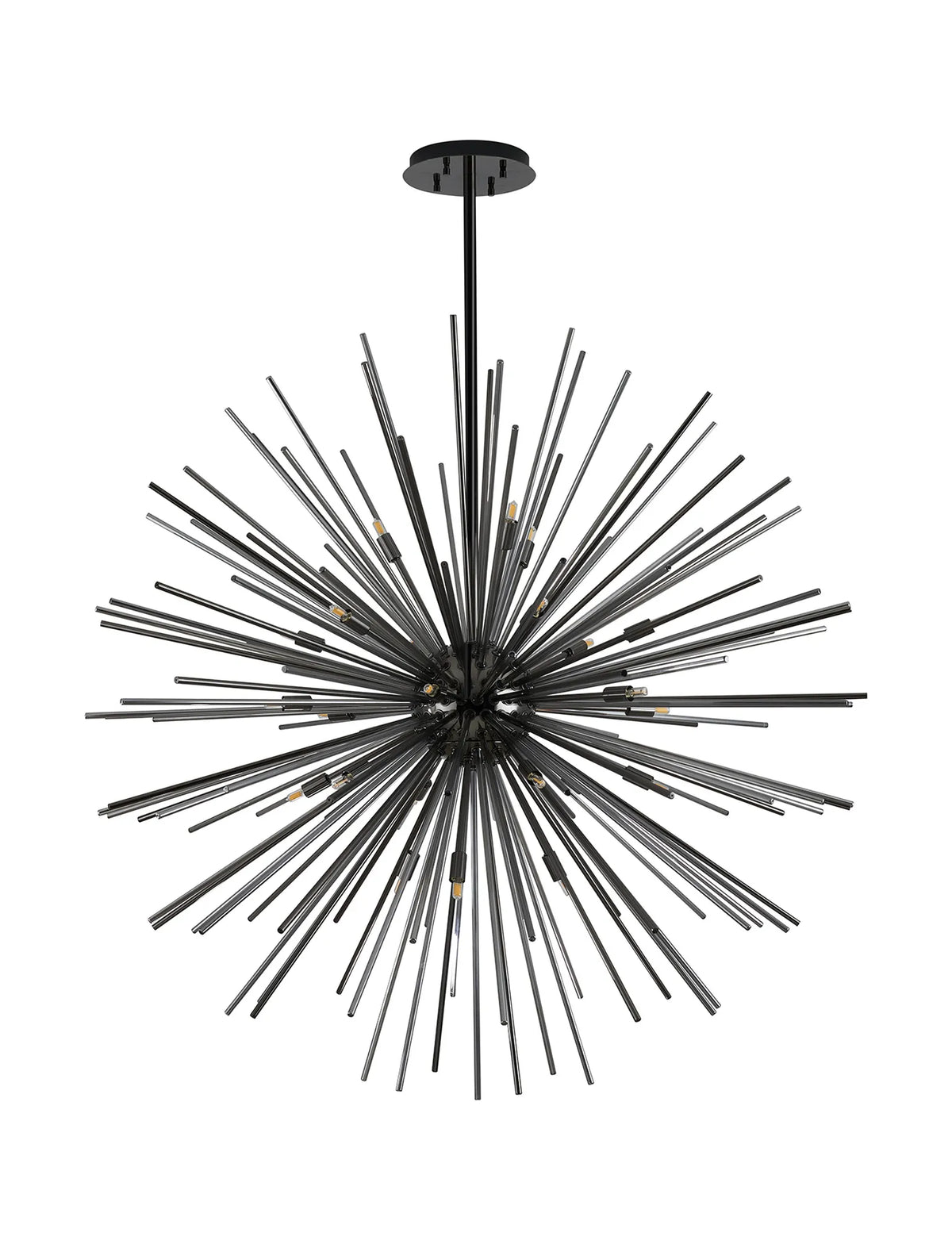 Fabula Kempton Sputnik Glass Rod Round Pendant Light – Black Chrome & Smoke