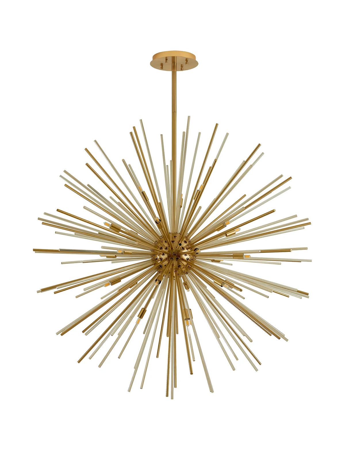 Fabula Kempton Sputnik Glass Rod Round Pendant Light – Brass & Cognac