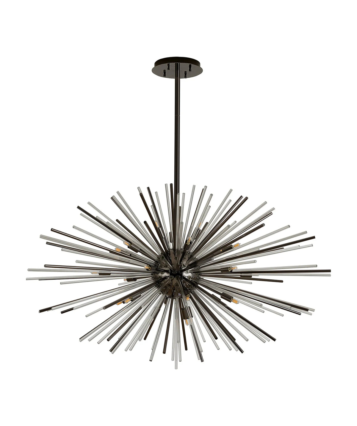 Fabula Kempton Sputnik Glass Rod Horizontal Oval Pendant Light – 112 cm – Black Chrome & Clear