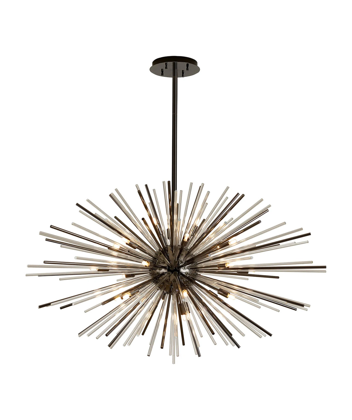 Fabula Kempton Sputnik Glass Rod Horizontal Oval Pendant Light – 112 cm – Black Chrome & Clear 112 cm