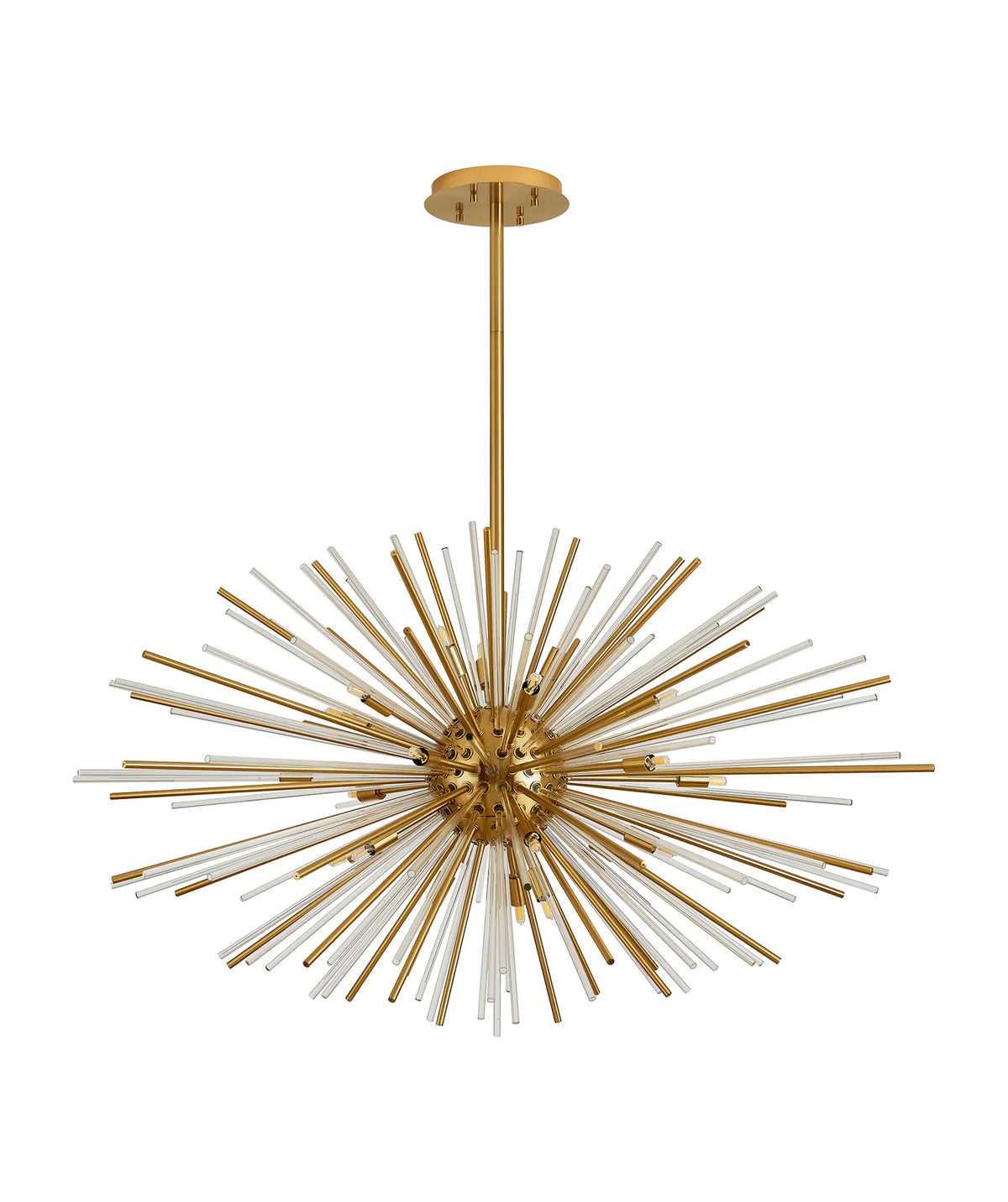 Fabula Kempton Sputnik Glass Rod Horizontal Oval Pendant Light – 112 cm – Brass & Clear