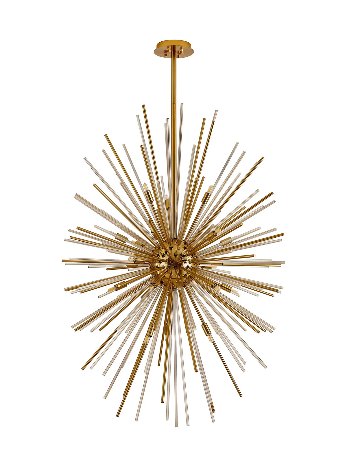 Fabula Kempton Sputnik Glass Rod Vertical Oval Pendant Light – 75 cm – Brass & Cognac