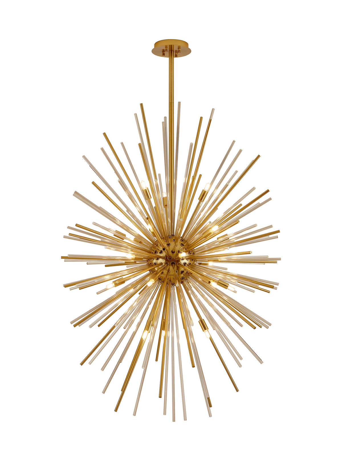 Fabula Kempton Sputnik Glass Rod Vertical Oval Pendant Light – 75 cm – Brass & Cognac 75 cm