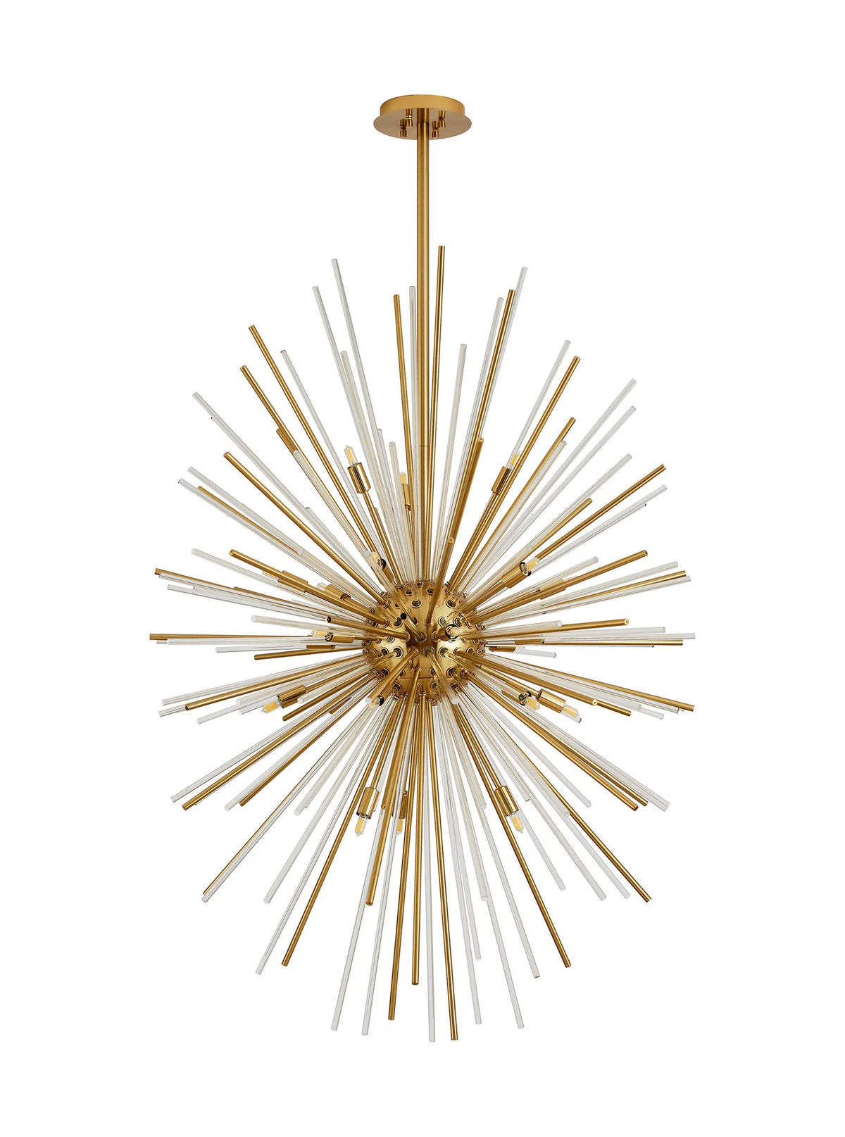 Fabula Kempton Sputnik Glass Rod Vertical Oval Pendant Light – 75 cm – Brass & Clear