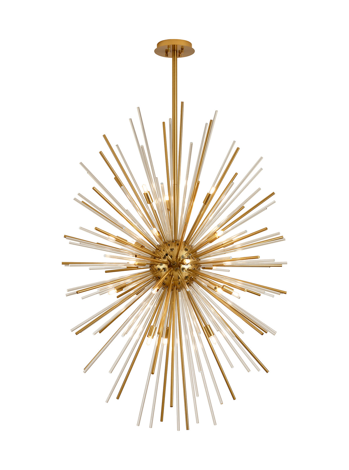 Fabula Kempton Sputnik Glass Rod Vertical Oval Pendant Light – 75 cm – Brass & Clear 75 cm