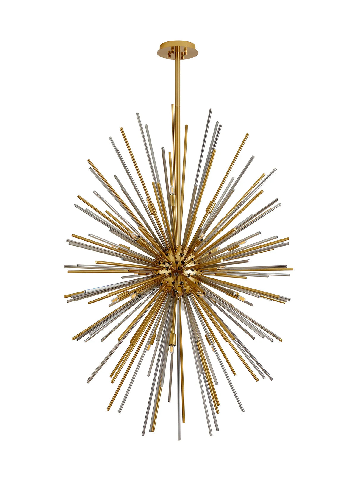 Fabula Kempton Sputnik Glass Rod Vertical Oval Pendant Light – 75 cm – Brass & Smoke