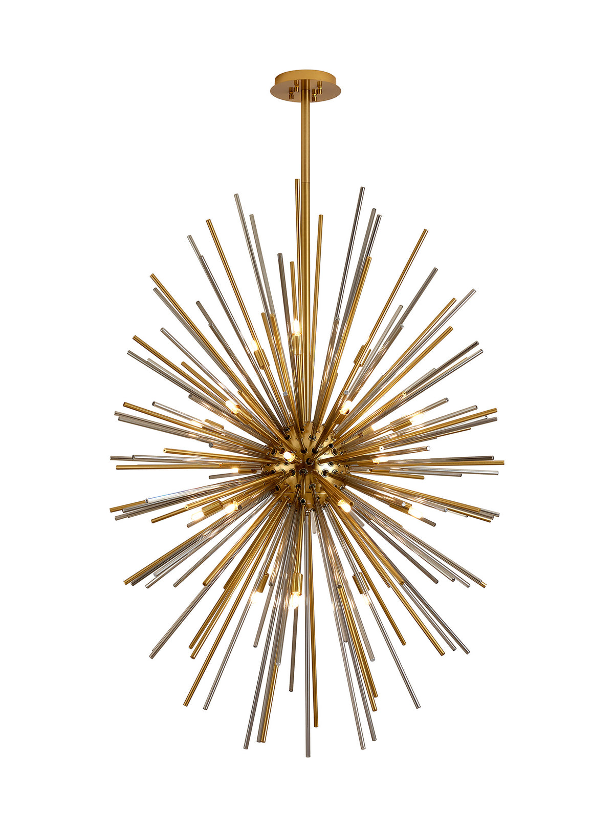 Fabula Kempton Sputnik Glass Rod Vertical Oval Pendant Light – 75 cm – Brass & Smoke 75 cm