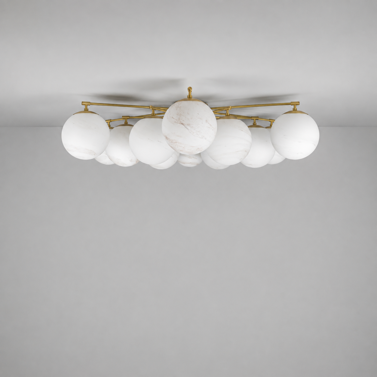 Schwung Orion Round 12 Light Chandelier/Flush - Marble Glass