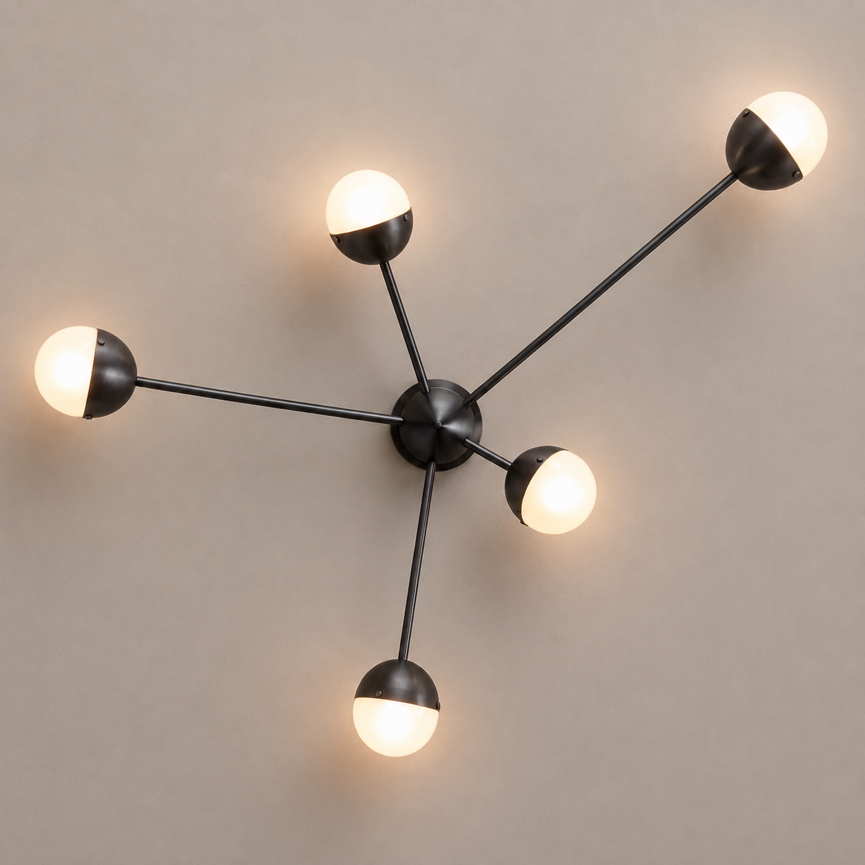 Schwung Molecule Spark 5 Light Flush/Wall Sconce Light - Frosted Glass