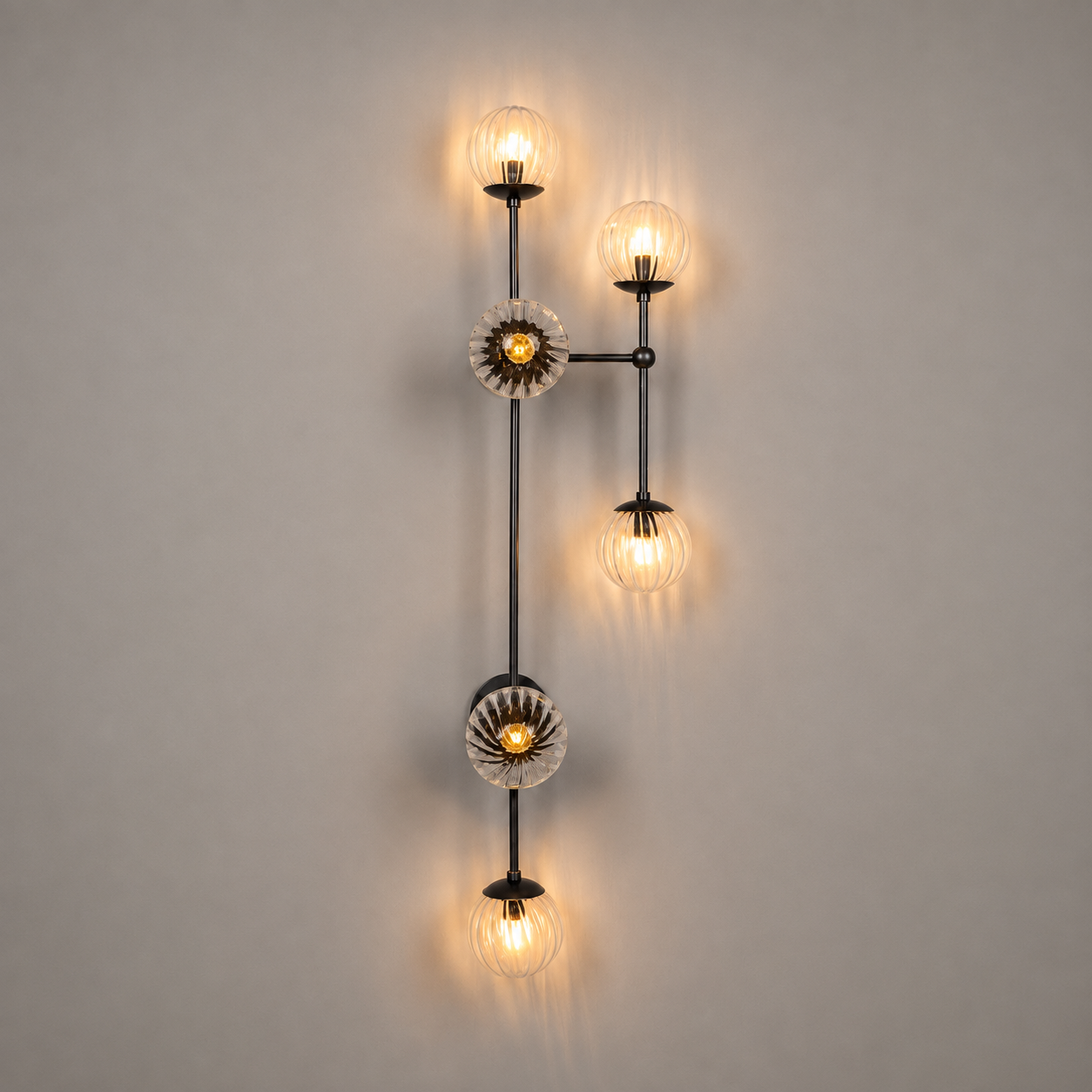 Schwung Armstrong 6 R 6 Light Flush/Wall Sconce Light - Dries Ribbon Glass