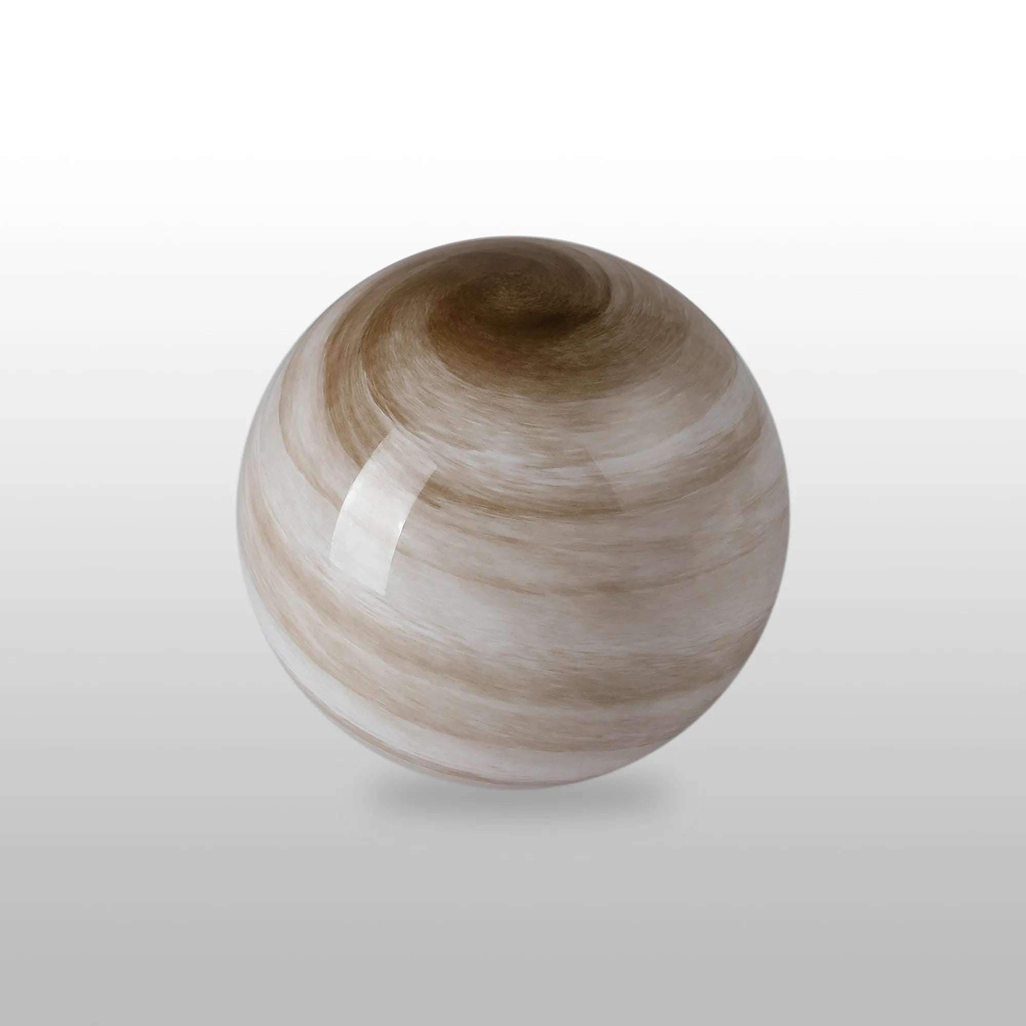 Sycamore 15cm Round Marble Effect Glass Shade (H) - Dark Beige with Metal Ring