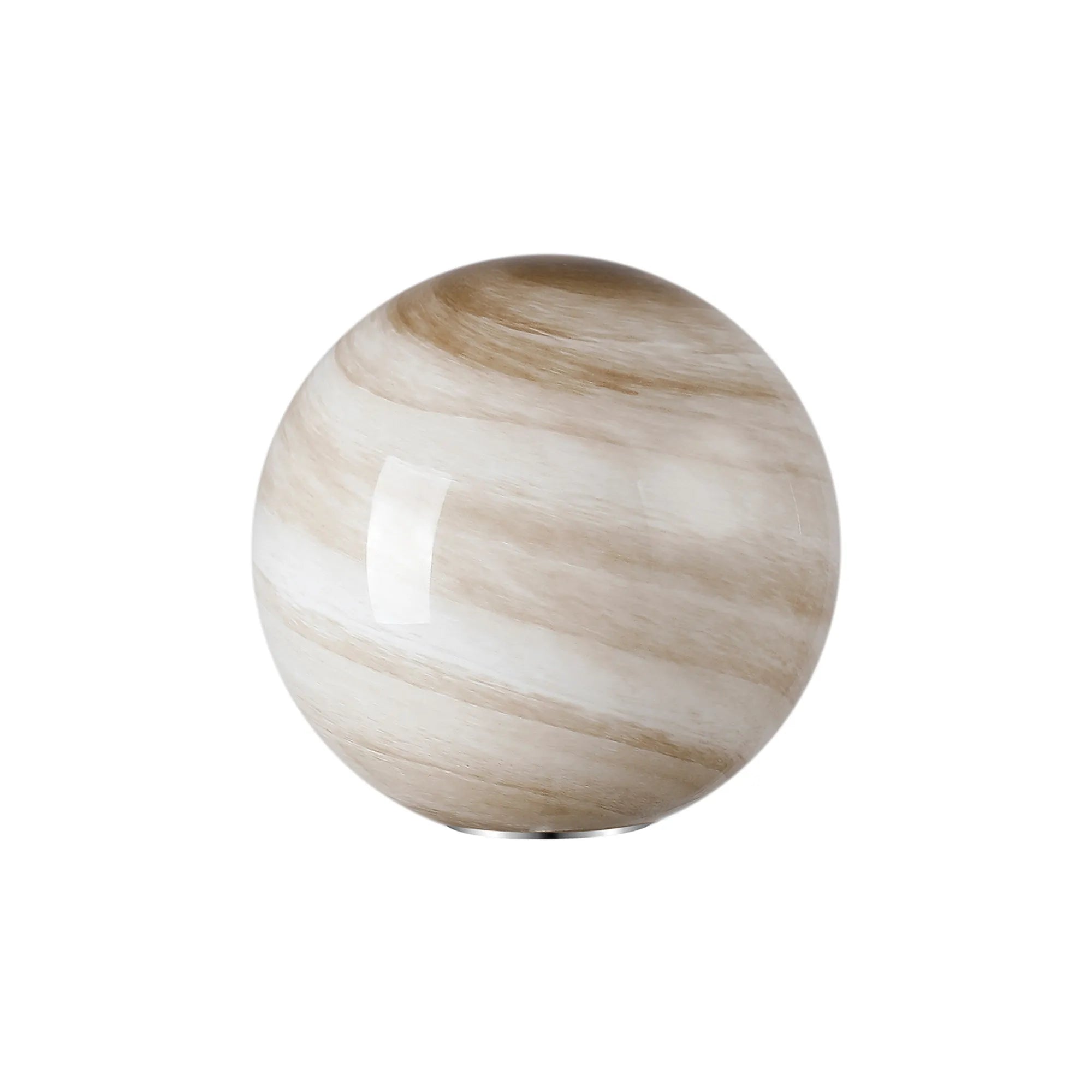 Sycamore 15cm Round Marble Effect Glass Shade (H) - Dark Beige with Metal Ring