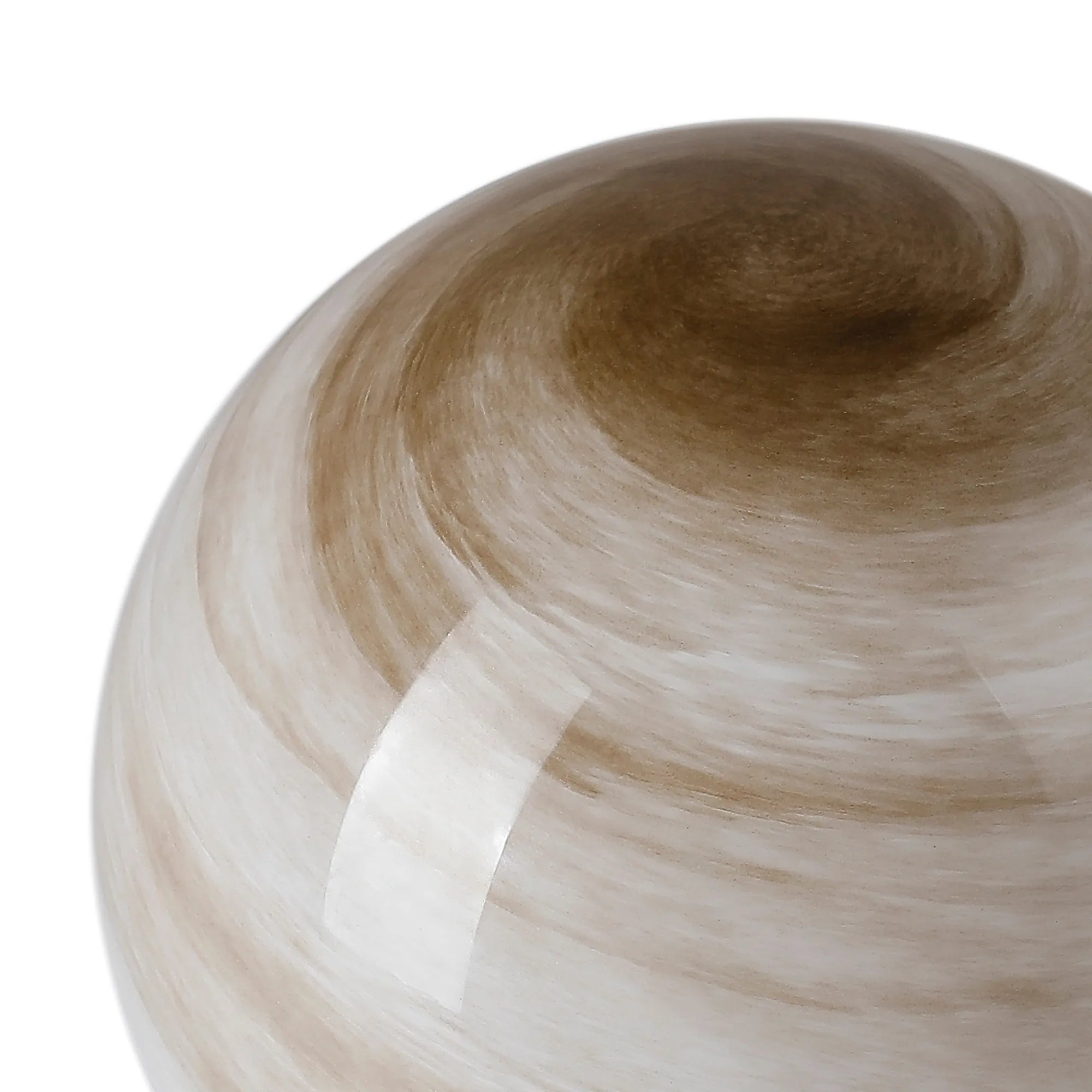 Sycamore 15cm Round Marble Effect Glass Shade (H) - Dark Beige with Metal Ring