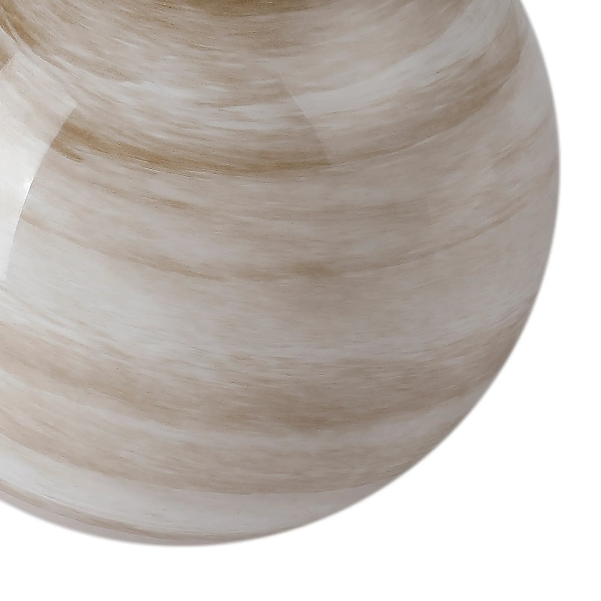 Sycamore 15cm Round Marble Effect Glass Shade (H) - Dark Beige with Metal Ring