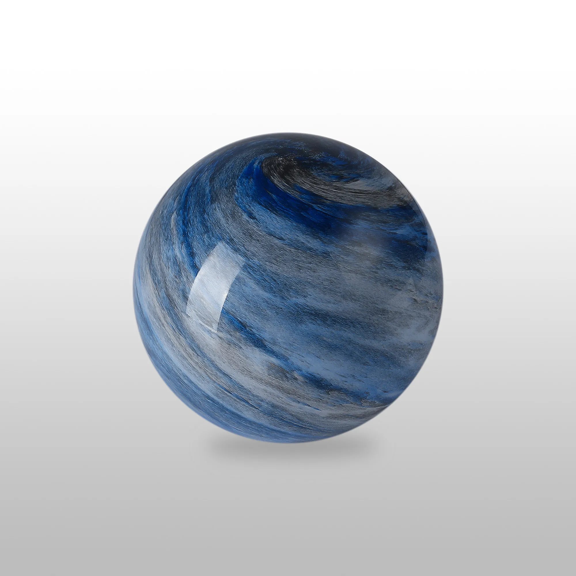 Sycamore 15cm Round Marble Effect Glass Shade (H) - Dark Blue with Metal Ring