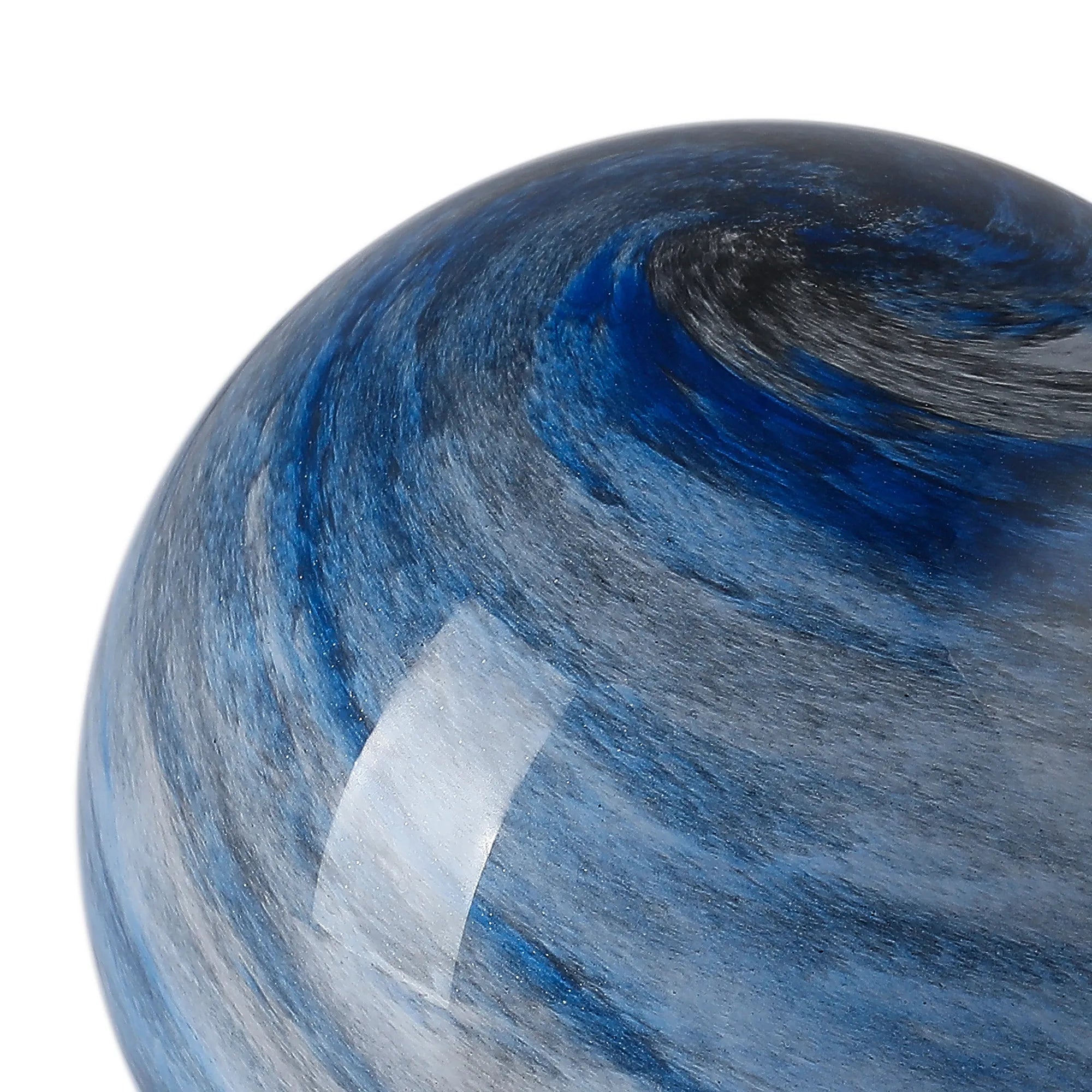 Sycamore 15cm Round Marble Effect Glass Shade (H) - Dark Blue with Metal Ring
