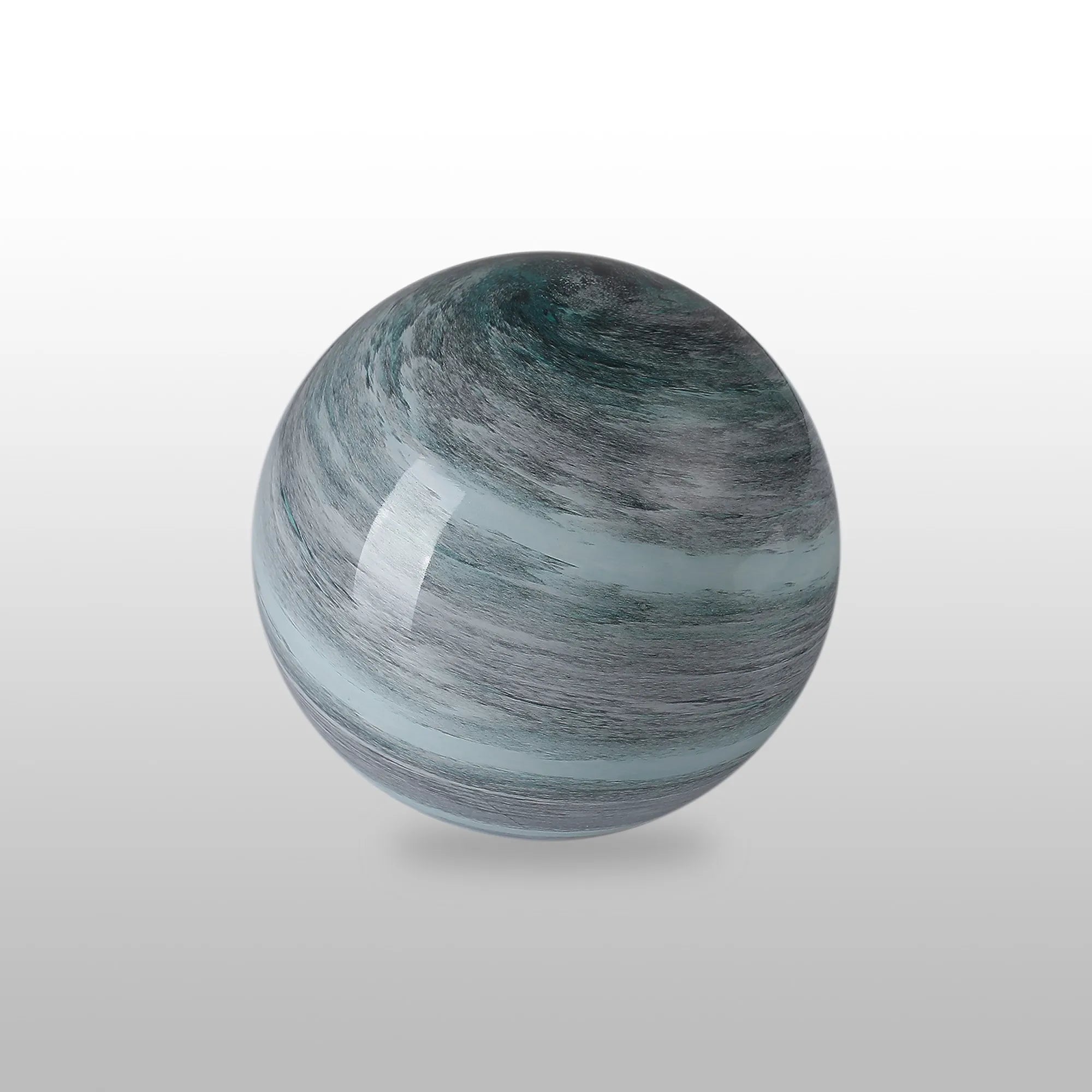 Sycamore 15cm Round Marble Effect Glass Shade (H) - Dark Green with Metal Ring