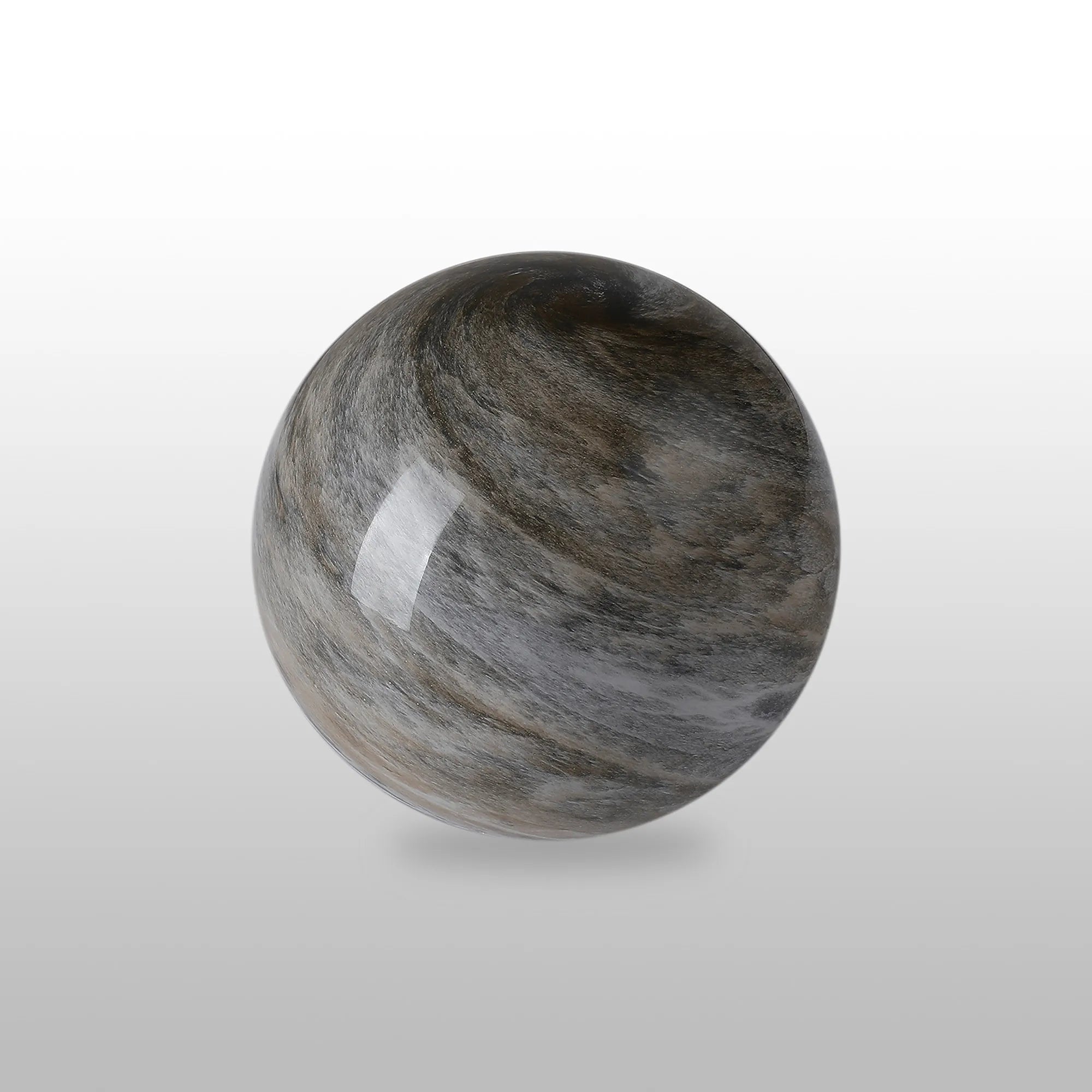 Sycamore 15cm Round Marble Effect Glass Shade (H) - Light -Grey with Metal Ring