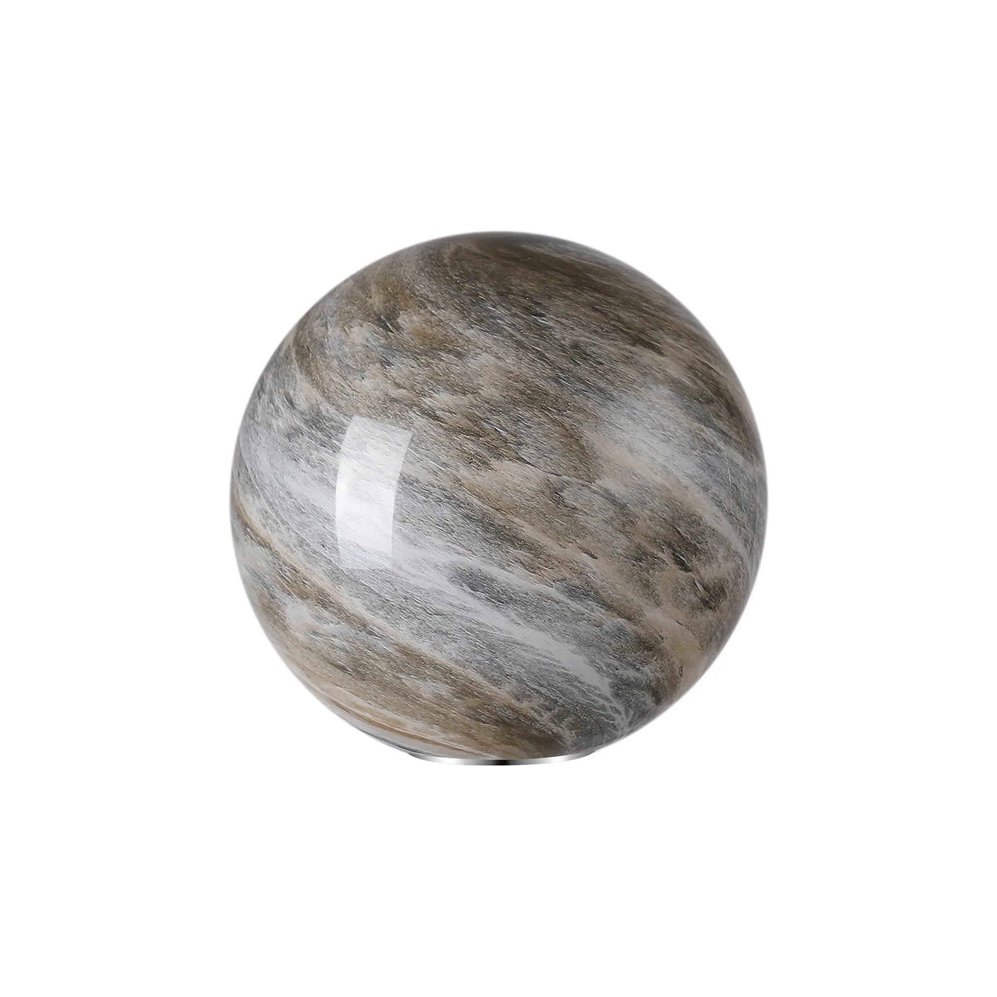 Sycamore 15cm Round Marble Effect Glass Shade (H) - Light -Grey with Metal Ring