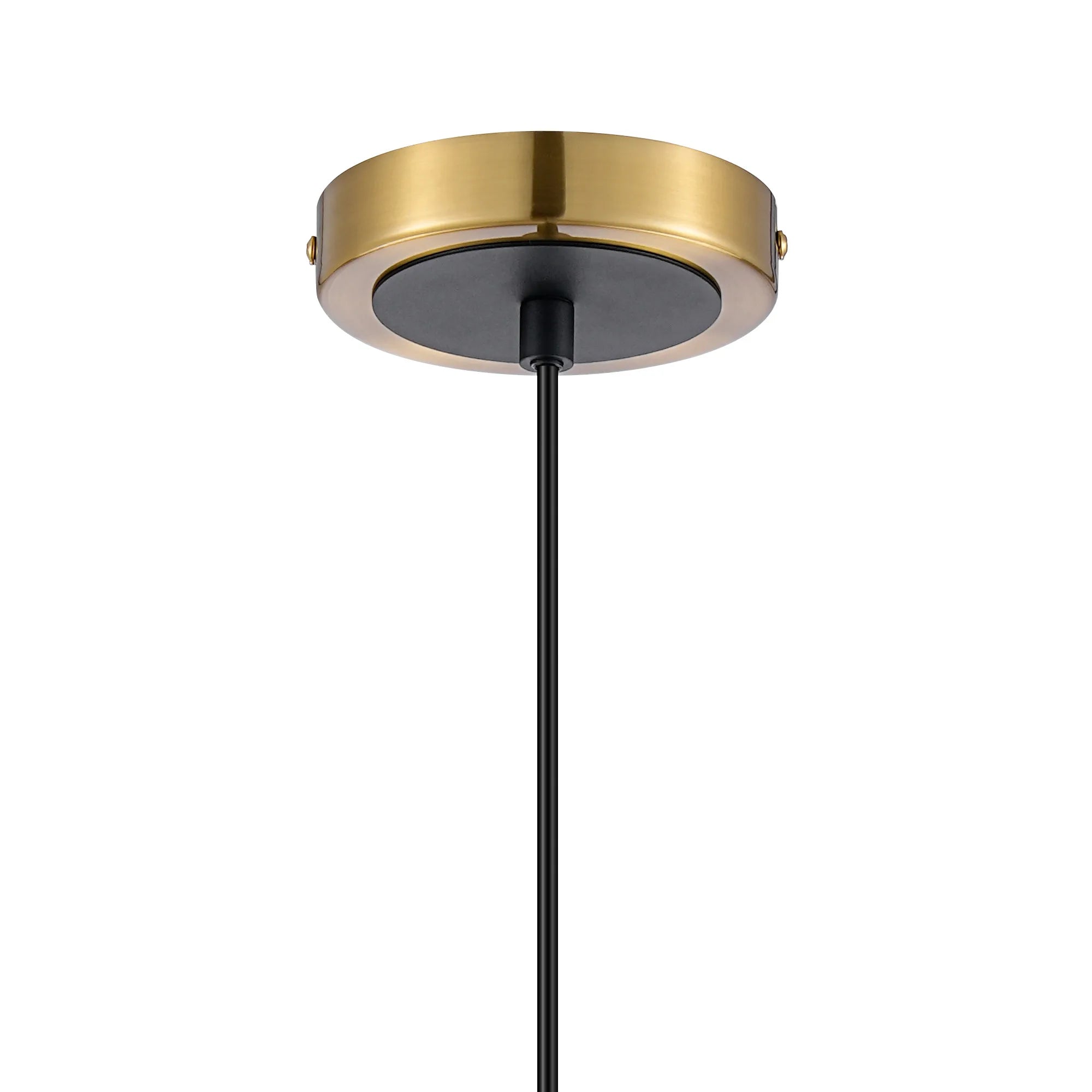Sycamore Pendant with 15cm Round Crackled Glass Shade - Brass, Clear & Satin Black
