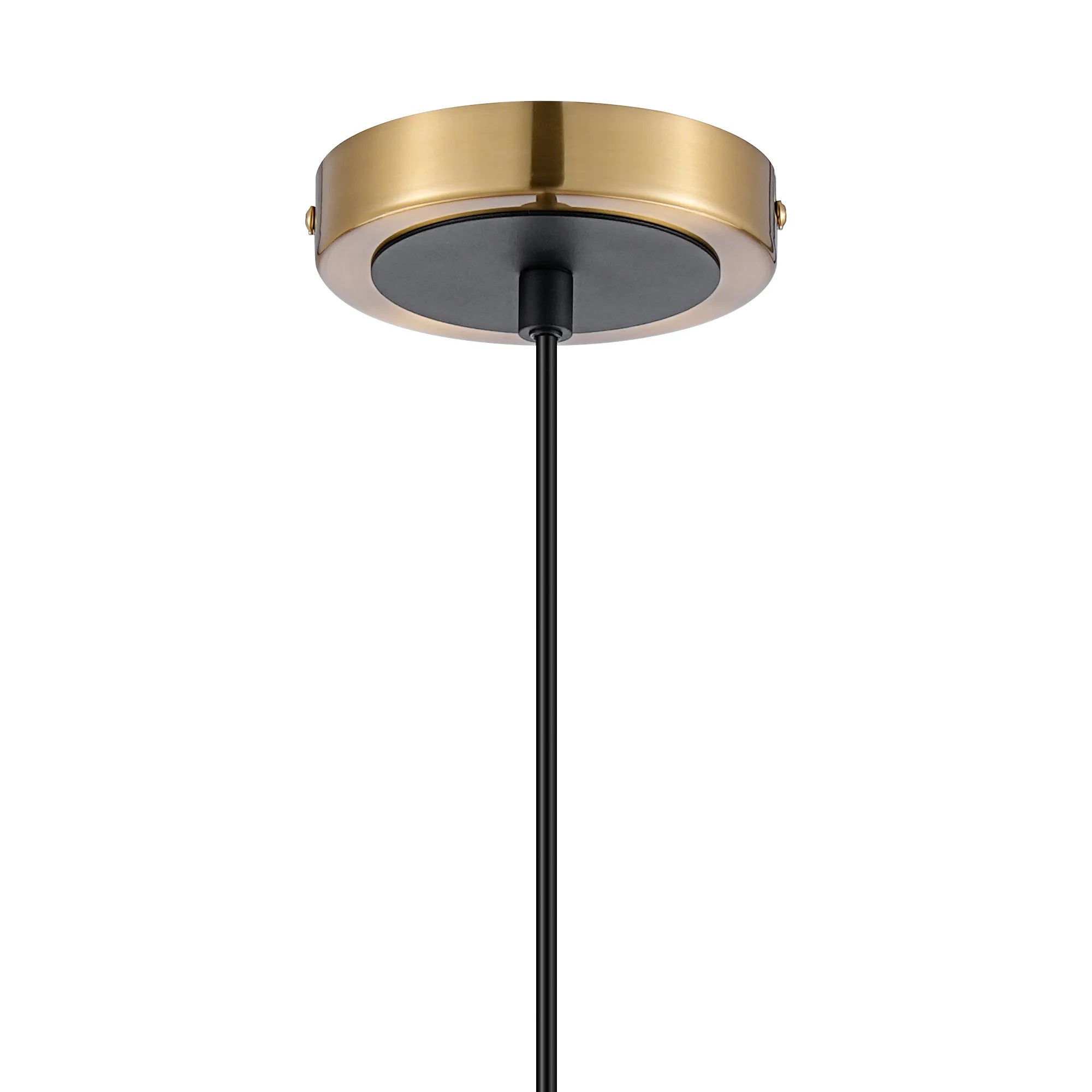 Sycamore Pendant with 15cm Round Textured Crumple Glass Shade - Brass, Clear & Satin Black