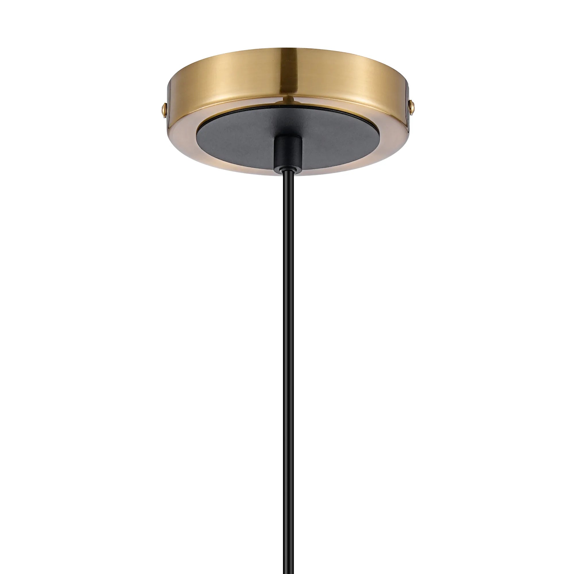 Sycamore Pendant with 15cm Round Marble Effect Glass Shade - Brass, White & Satin Black