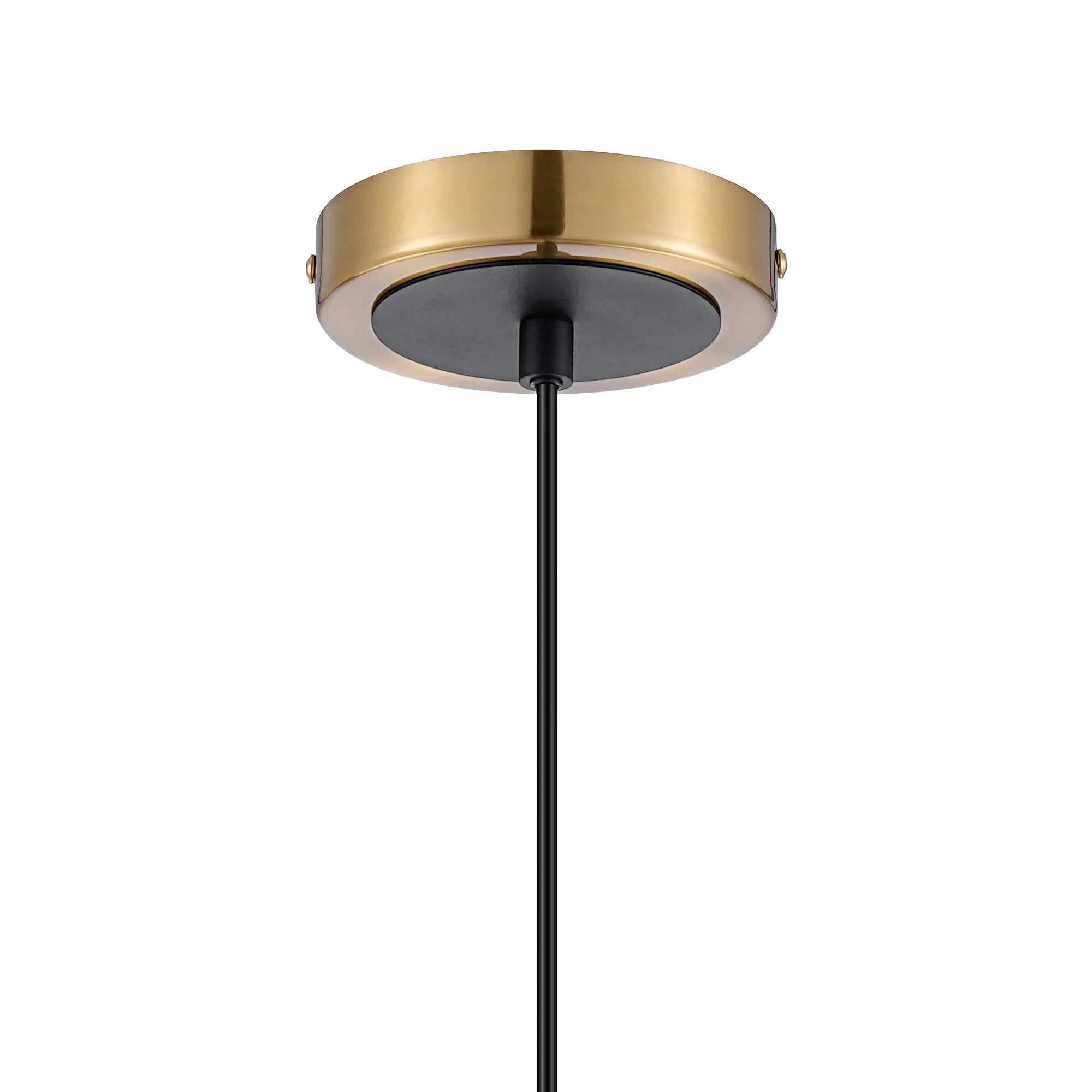 Sycamore Pendant with 15cm Round Glass Shade - Brass, Opal & Satin Black