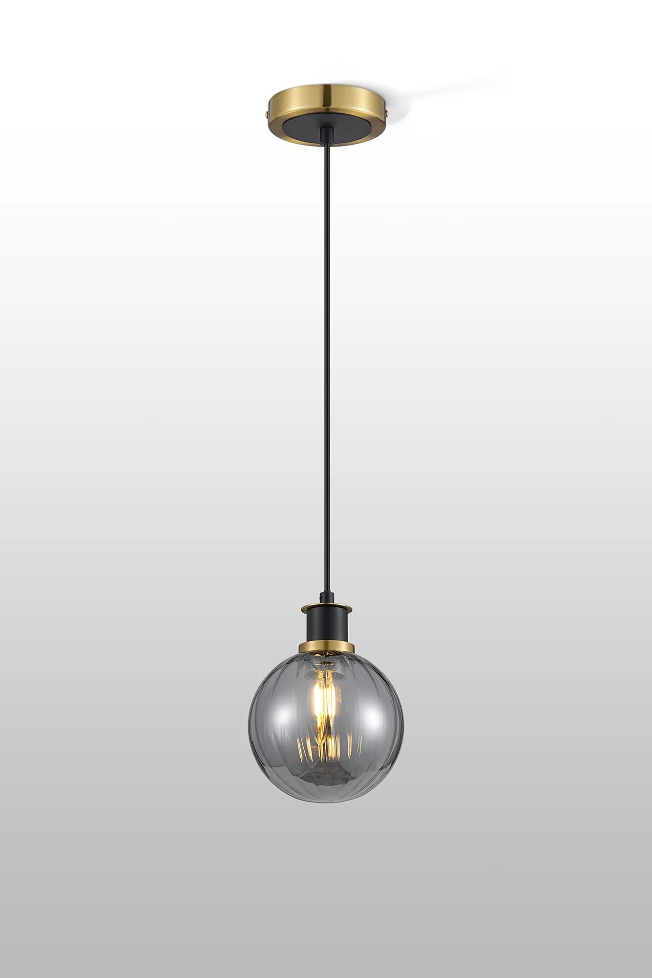 Sycamore Pendant with 15cm Round Segment Glass Shade - Brass, Smoke Plated & Satin Black