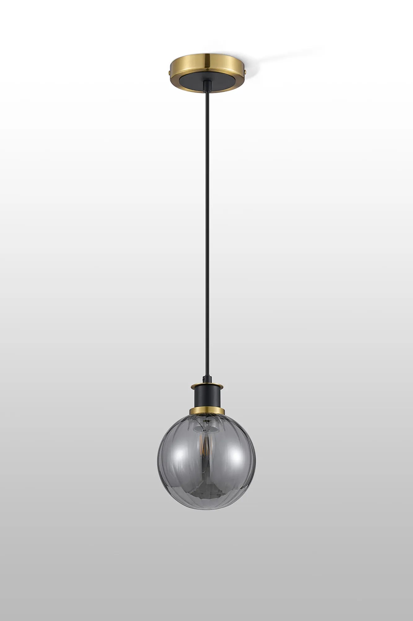Sycamore Pendant with 15cm Round Segment Glass Shade - Brass, Smoke Plated & Satin Black