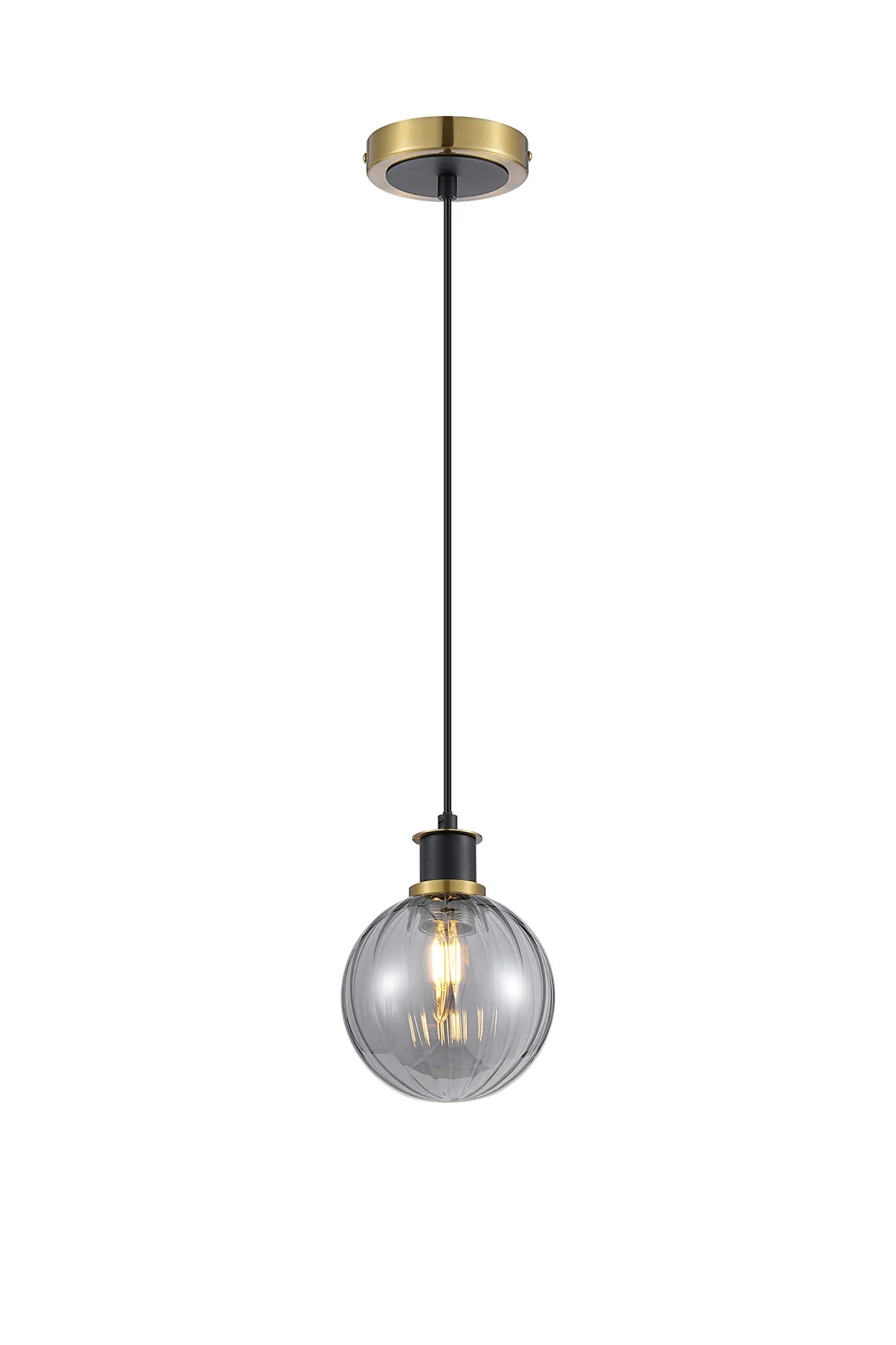 Sycamore Pendant with 15cm Round Segment Glass Shade - Brass, Smoke Plated & Satin Black