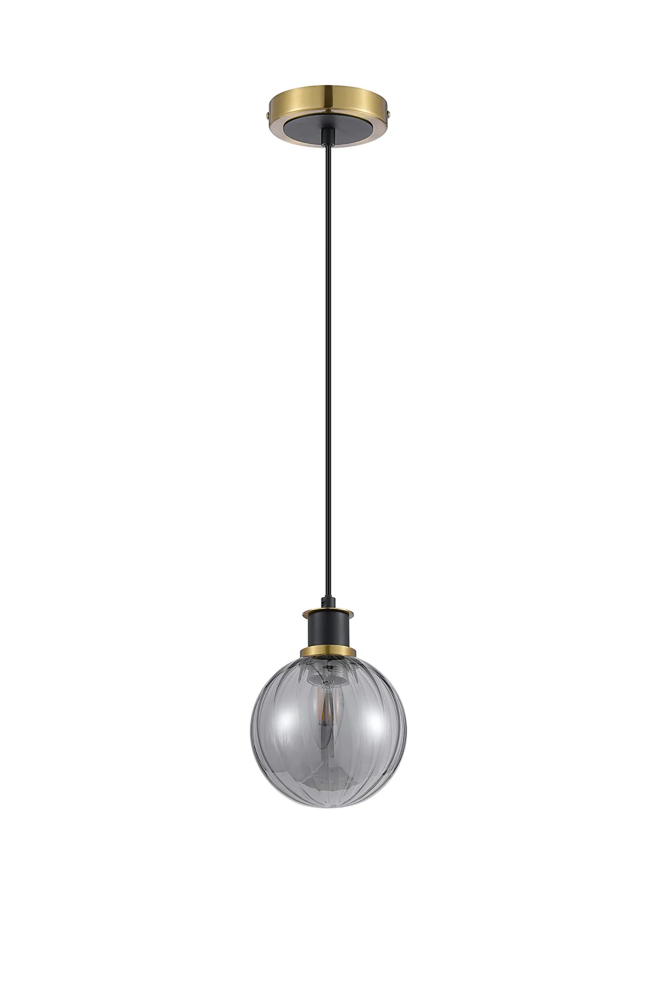 Sycamore Pendant with 15cm Round Segment Glass Shade - Brass, Smoke Plated & Satin Black