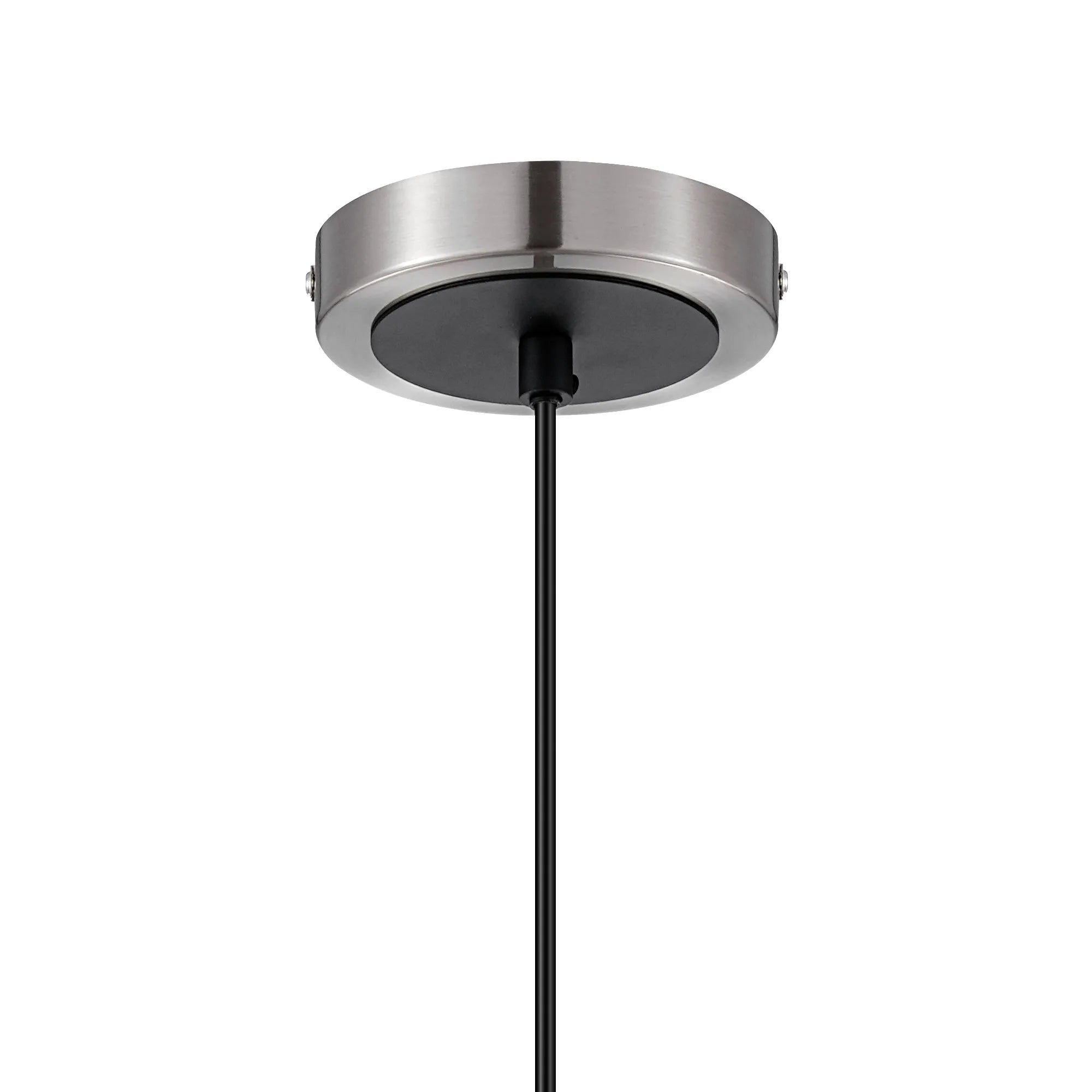 Sycamore Pendant with 15cm Round Marble Effect Glass Shade - Satin Nickel, White & Satin Black